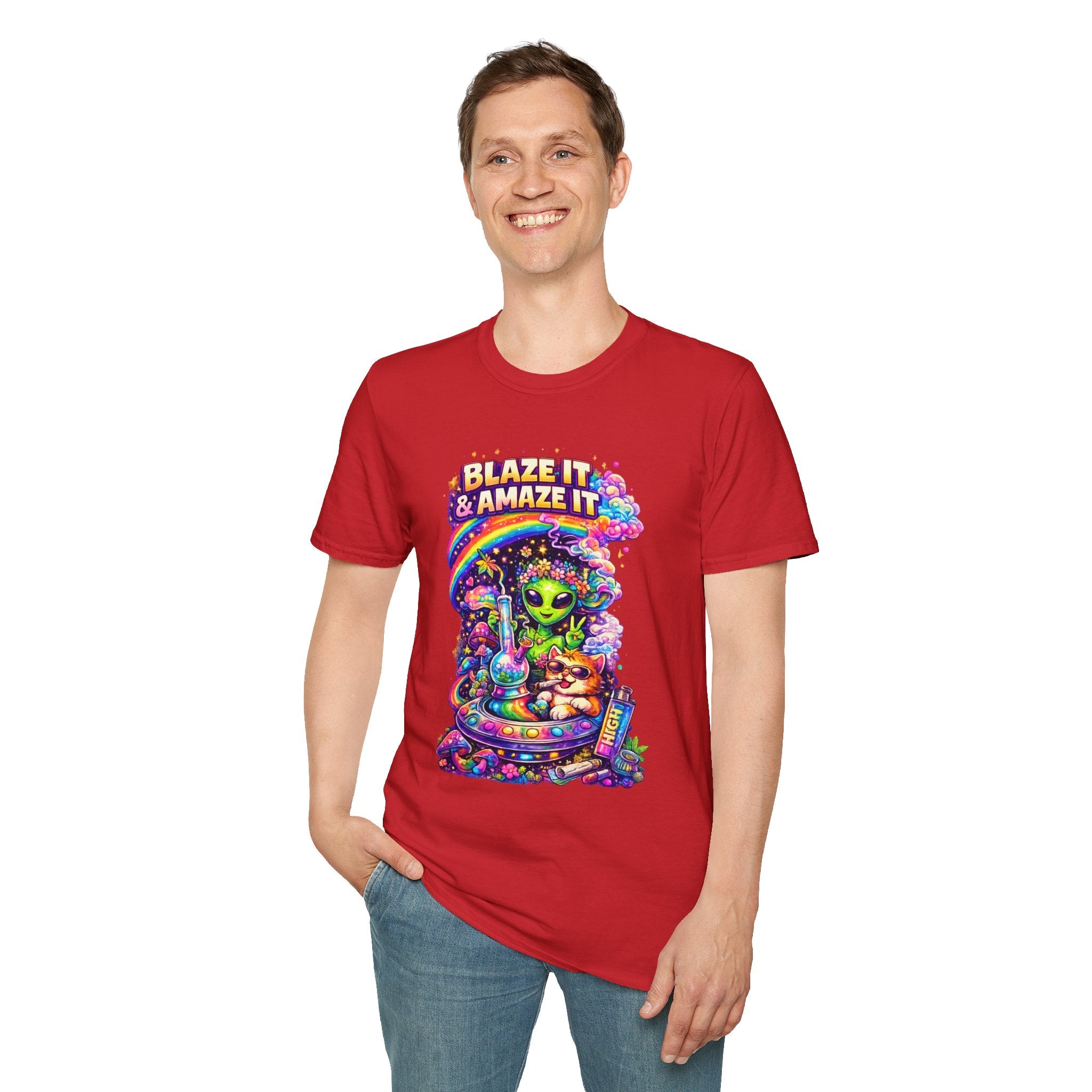 Alien Rainbow Tee - "Blaze It & Amaze It" Psychedelic Graphic T-Shirt