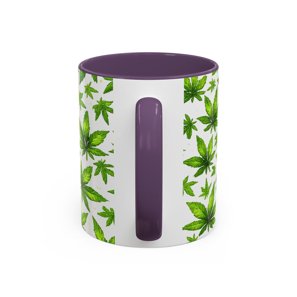Cannabis Leaf Pattern Accent Coffee Mug – 11/15oz Ceramic
