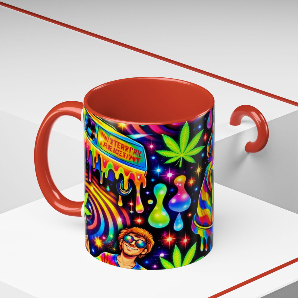 Psychedelic Dog Coffee Mug — Neon Trippy Marijuana Art 11/15oz Accent Mug