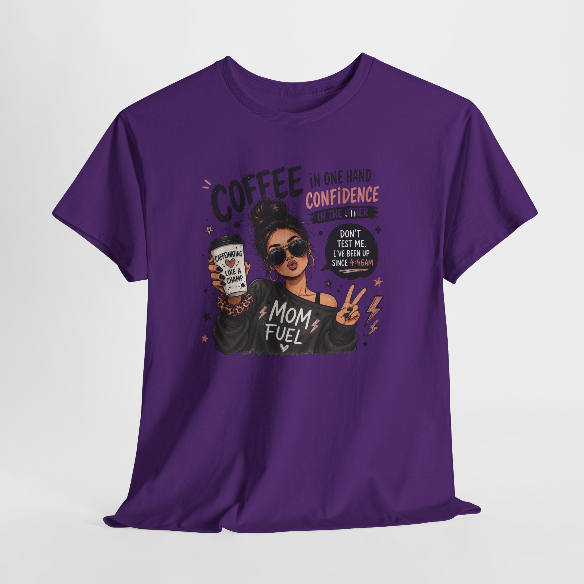 Coffee Mom Fuel T-Shirt — "Coffee in One Hand, Confidence in the Other" Graphic Tee