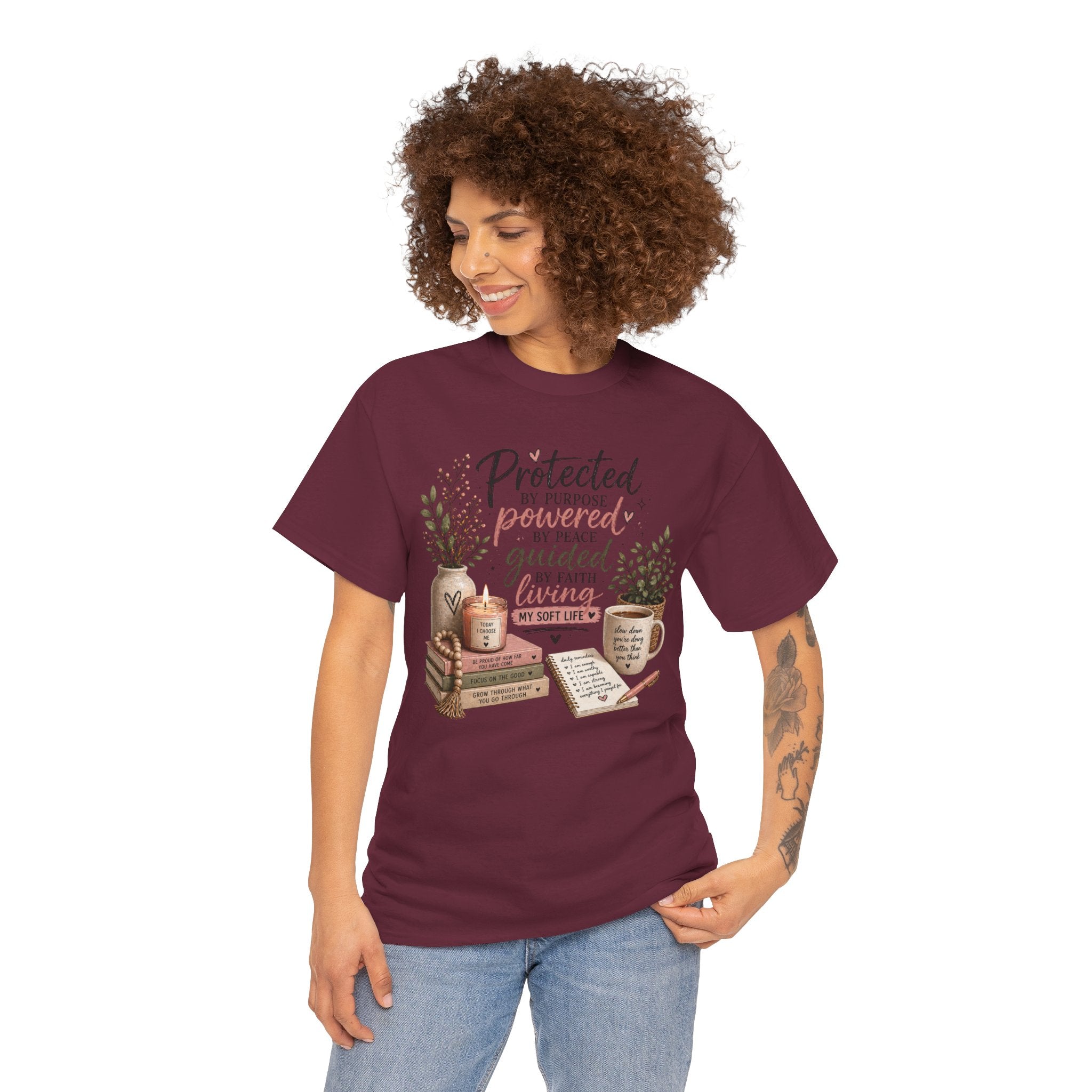 Christian Faith T-Shirt — “Protected, Powered, Guided” Inspirational Tee