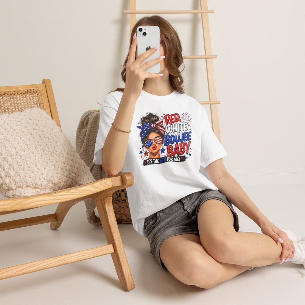 Patriotic 'Red White Boujee Baby' Tee – 4th of July Women's Graphic Shirt
