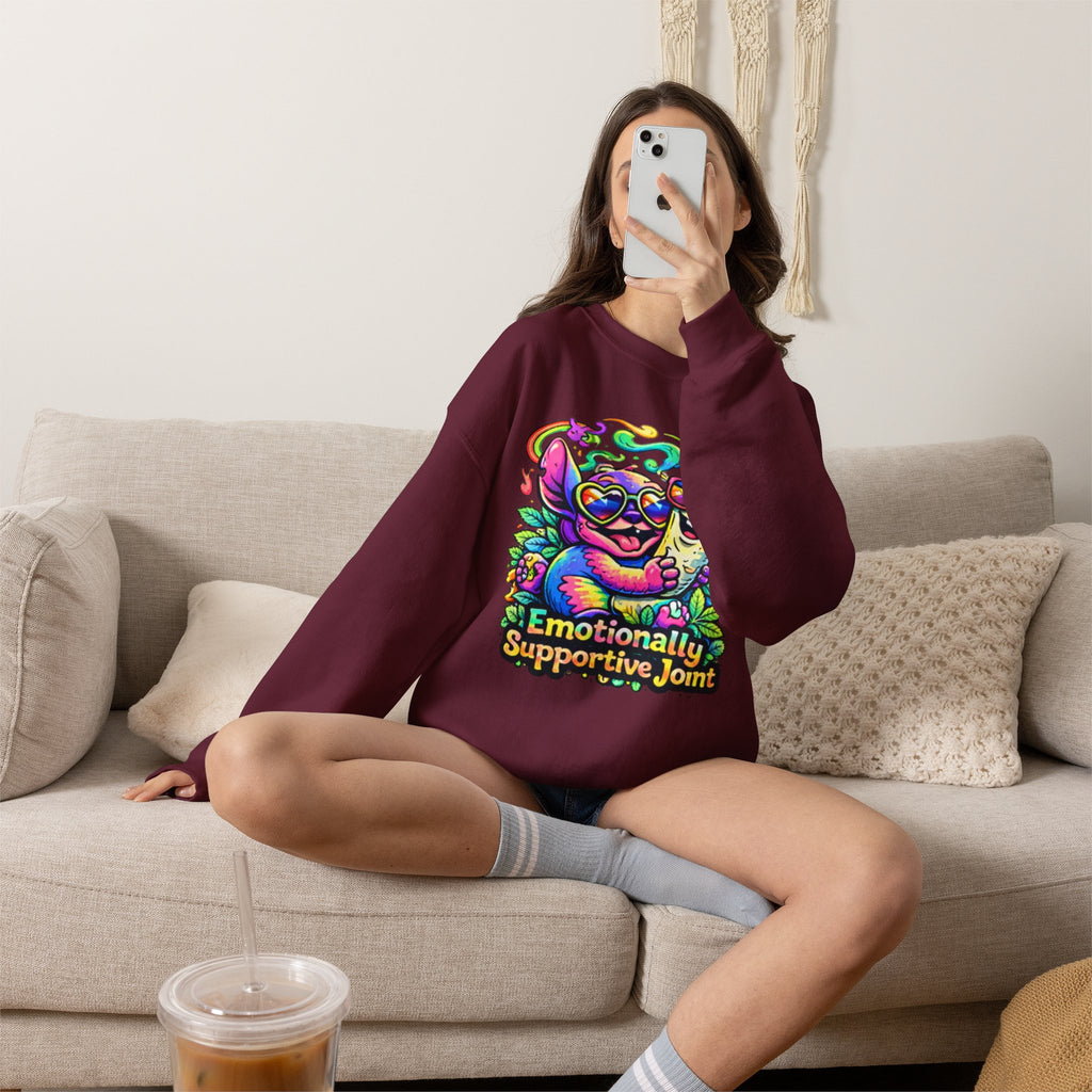 Emotionally Supportive Joint Sweatshirt — Cute Sloth & Joint Hug Graphic