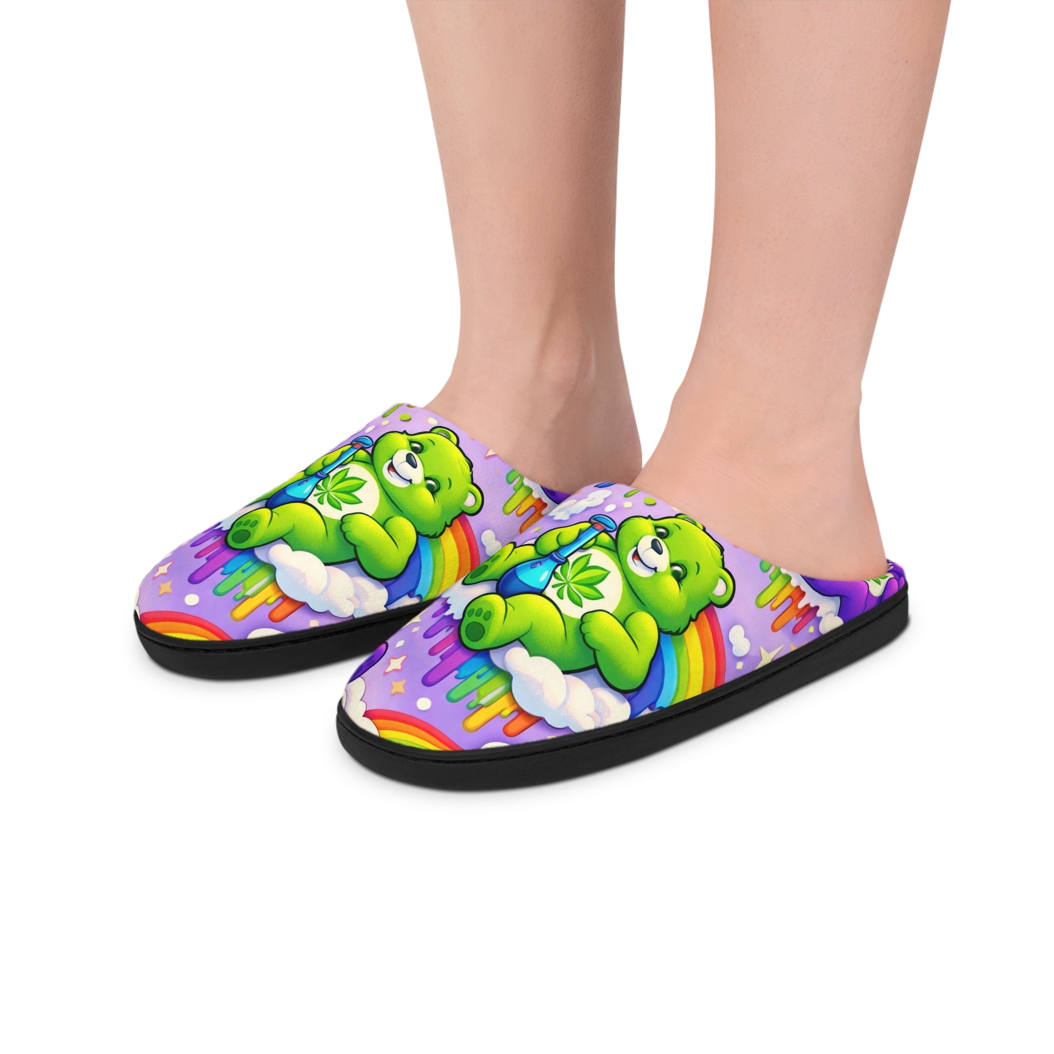 Women's Slippers - Cute Green Dinosaur Pattern Indoor House Slippers