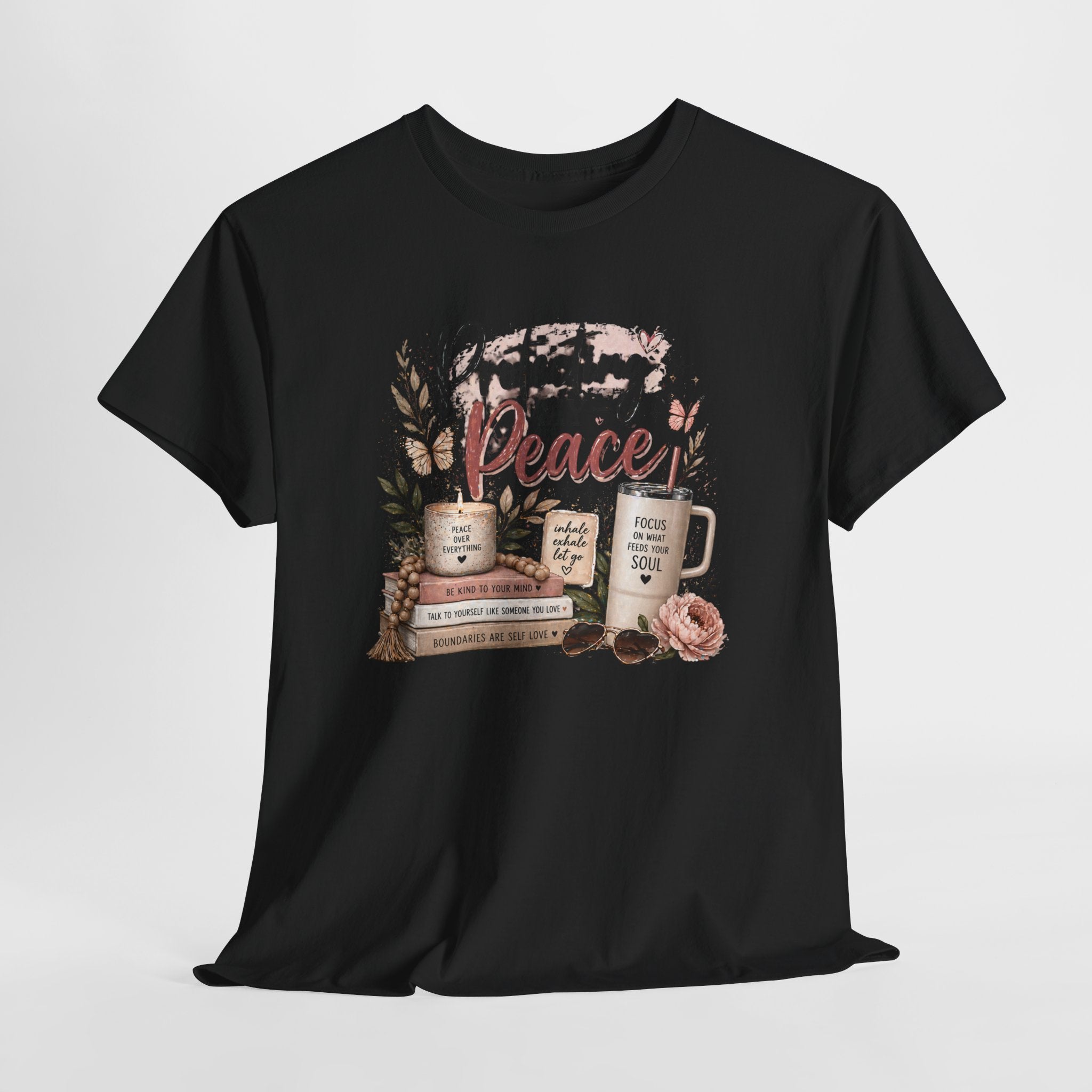 Protecting My Peace T-Shirt — Cozy Floral Coffee & Book Graphic Tee