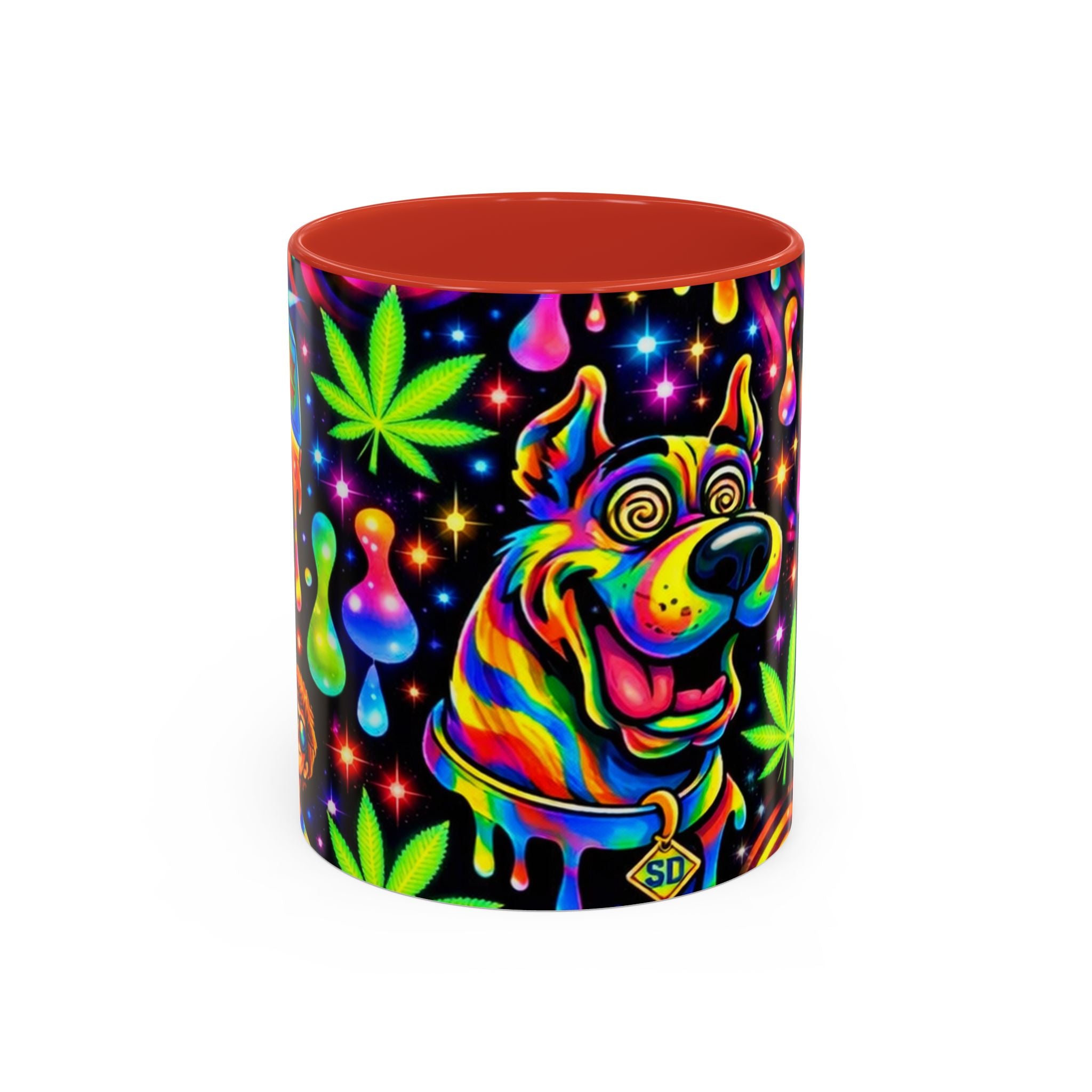 Psychedelic Dog Coffee Mug — Neon Trippy Marijuana Art 11/15oz Accent Mug