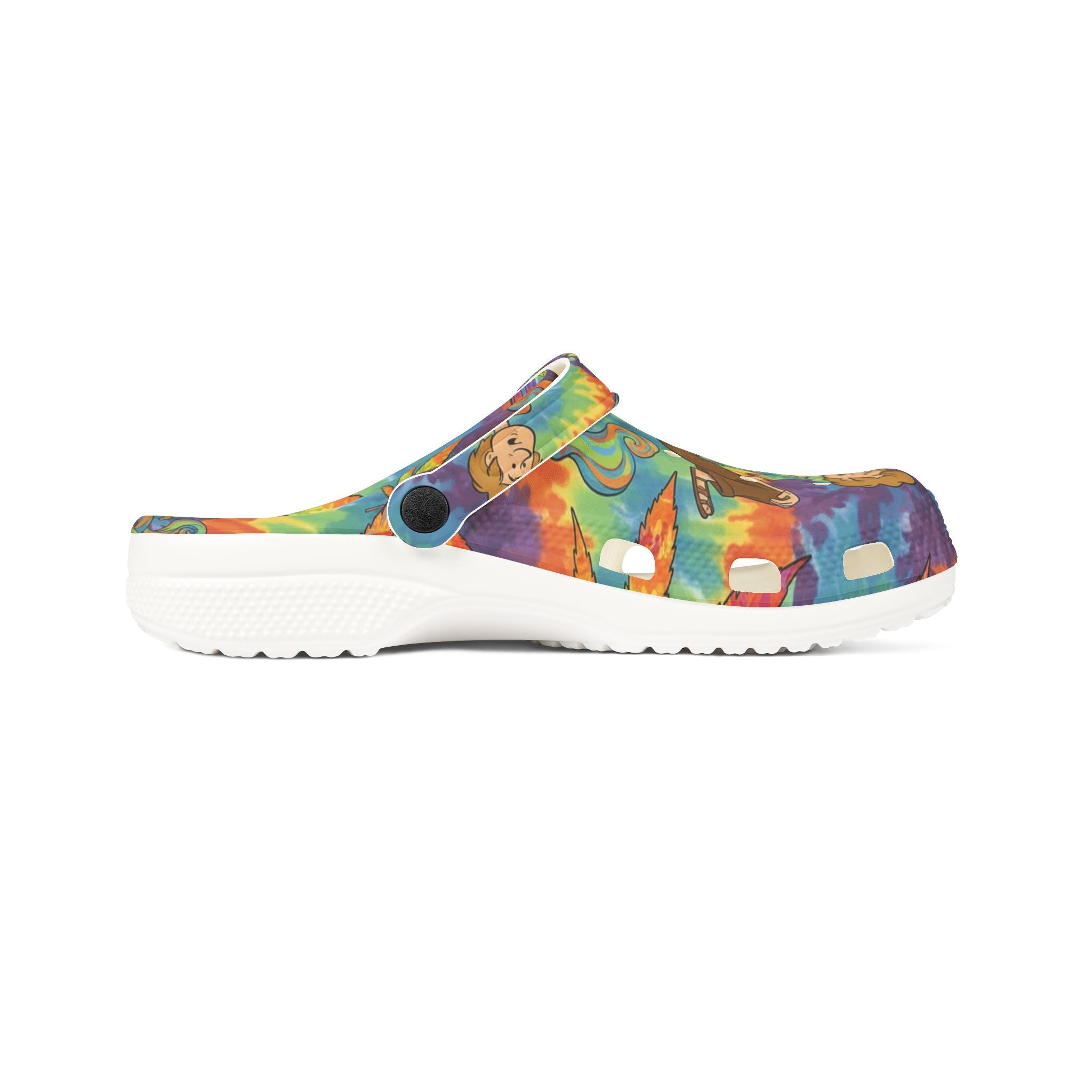 Psychedelic Hippie Clog Shoes — Colorful VW Bus & Peace Sign EVA Foam Clogs