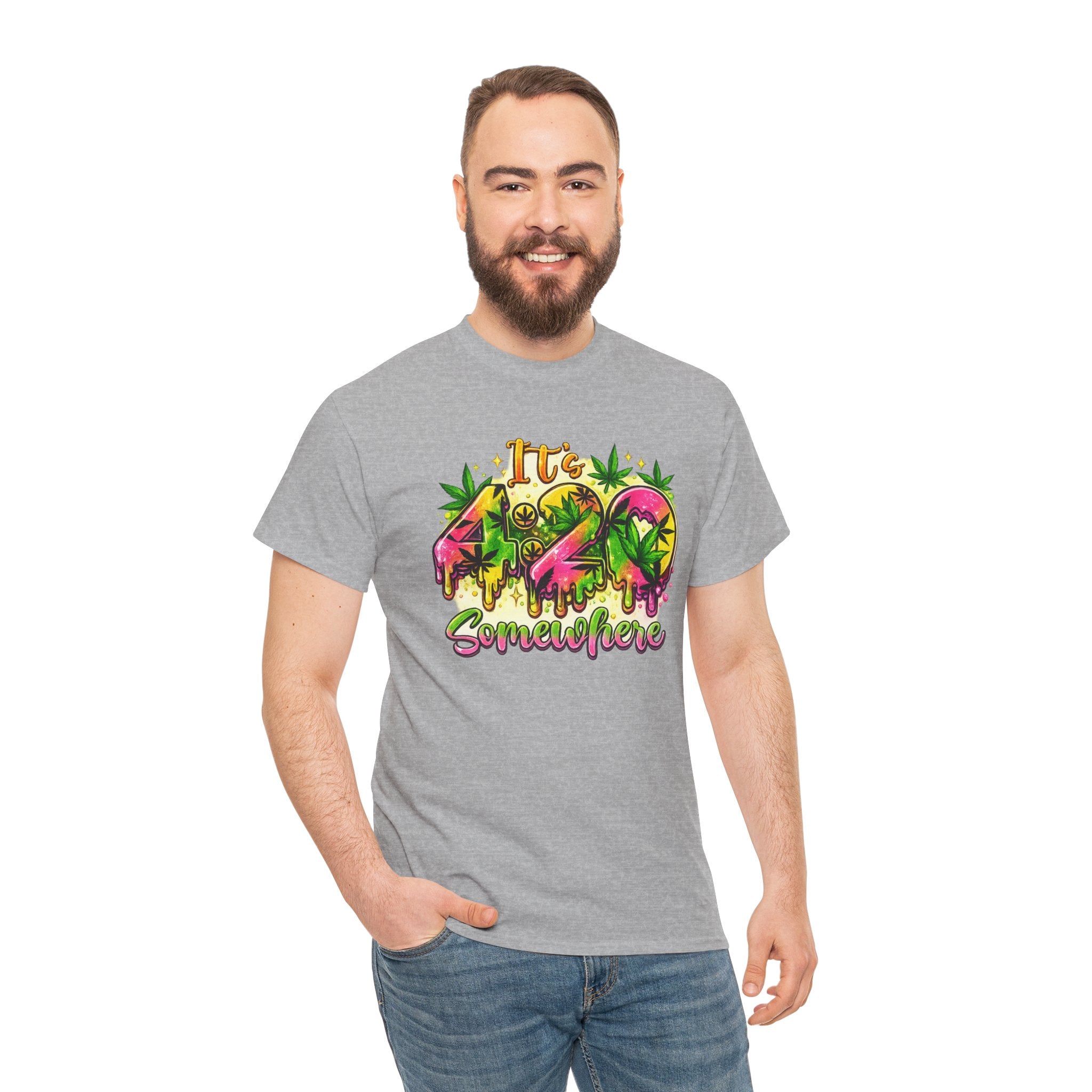 420 Somewhere T-Shirt — Retro Neon Cannabis Graphic Tee
