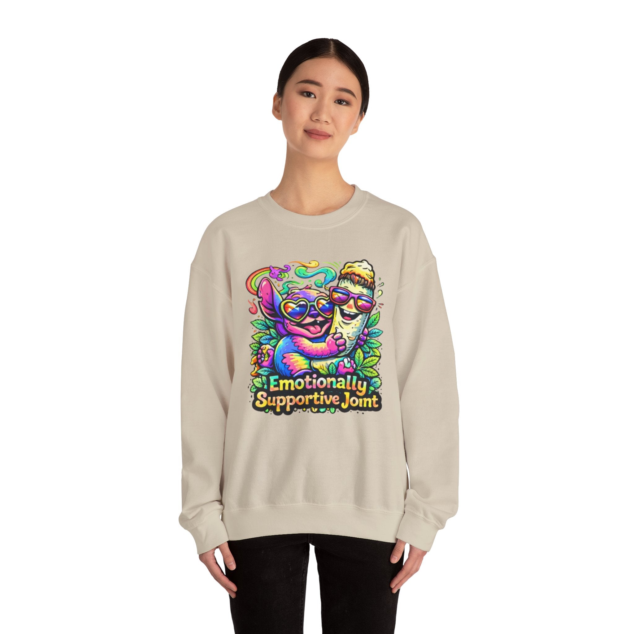 Emotionally Supportive Joint Sweatshirt — Cute Sloth & Joint Hug Graphic
