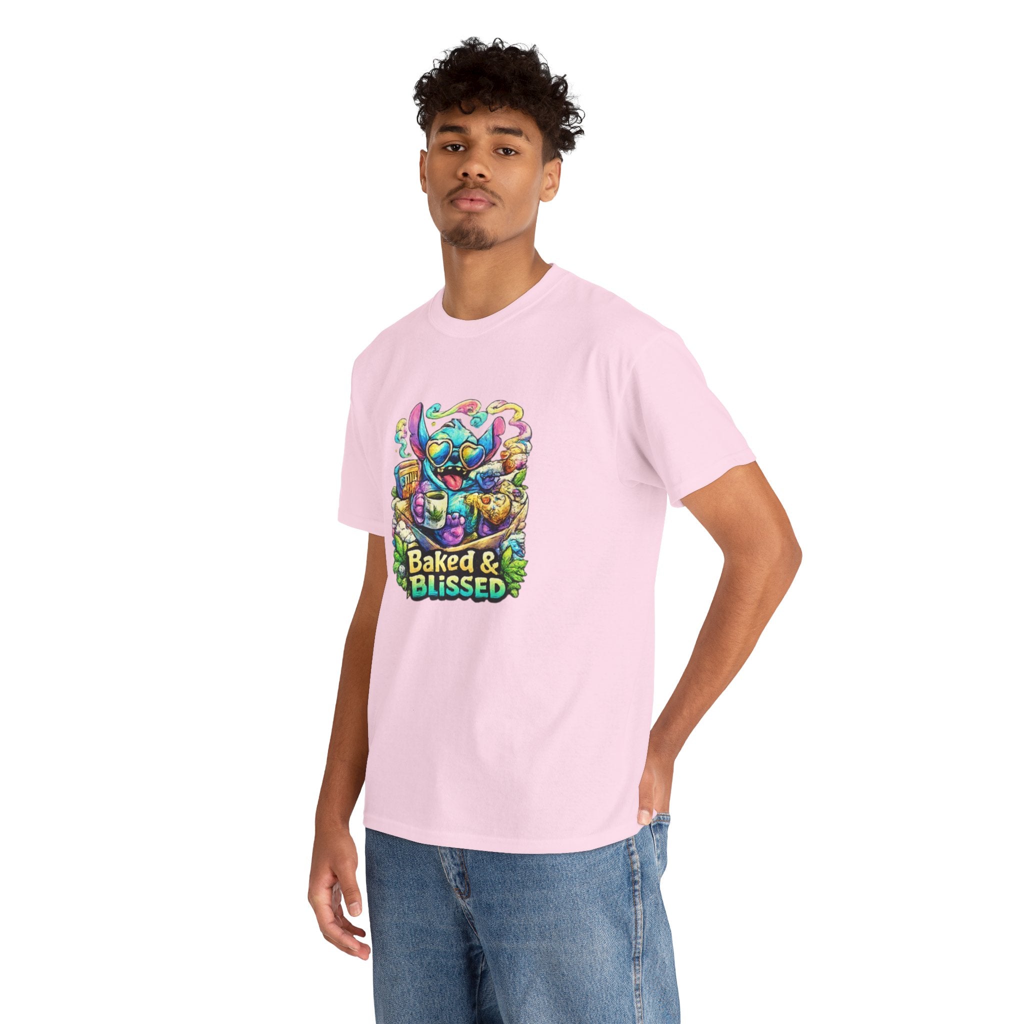 T-Shirt — Colorful 'Baked & Blissed' Cartoon Dessert Graphic Tee