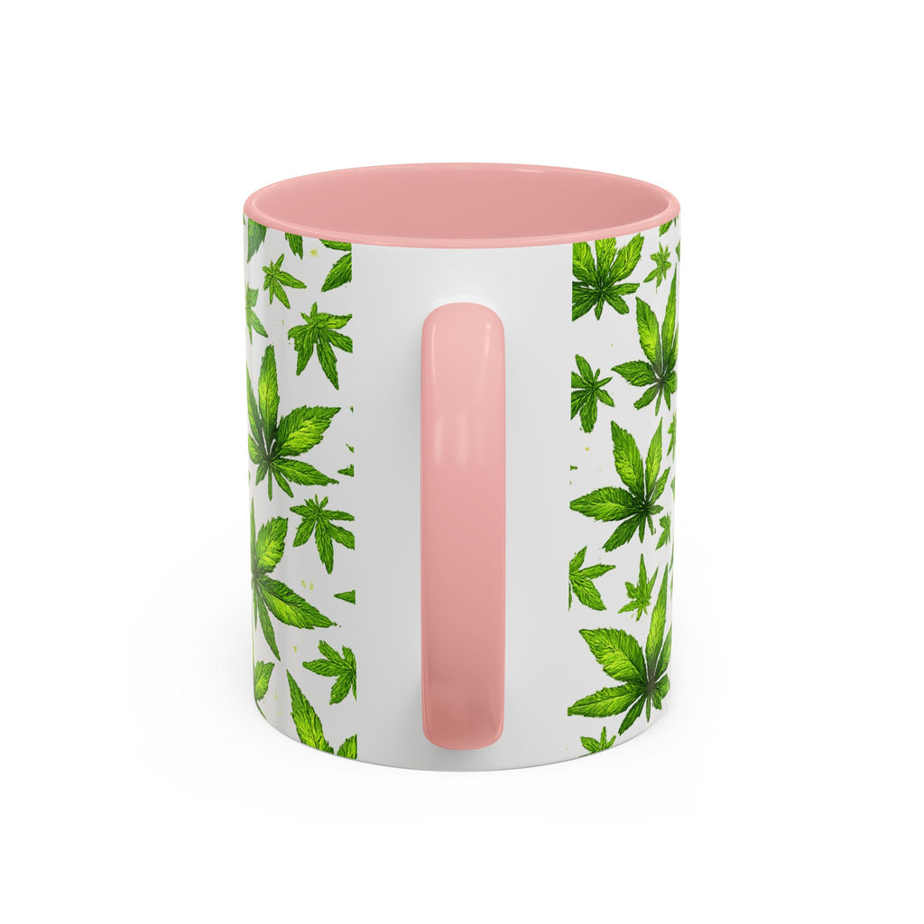 Cannabis Leaf Pattern Accent Coffee Mug – 11/15oz Ceramic