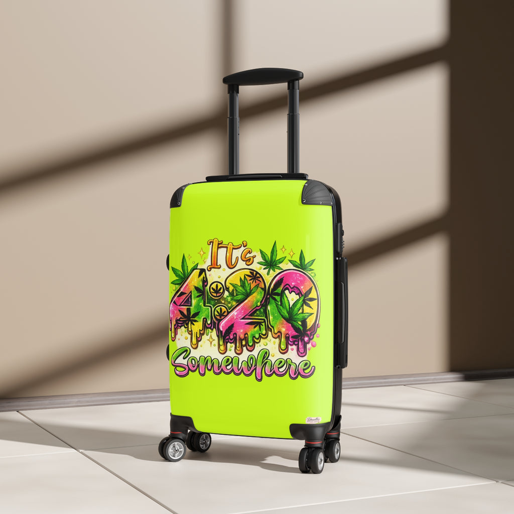 Suitcase — "It's 420 Somewhere" Travel Carry-On with Colorful Cannabis Design