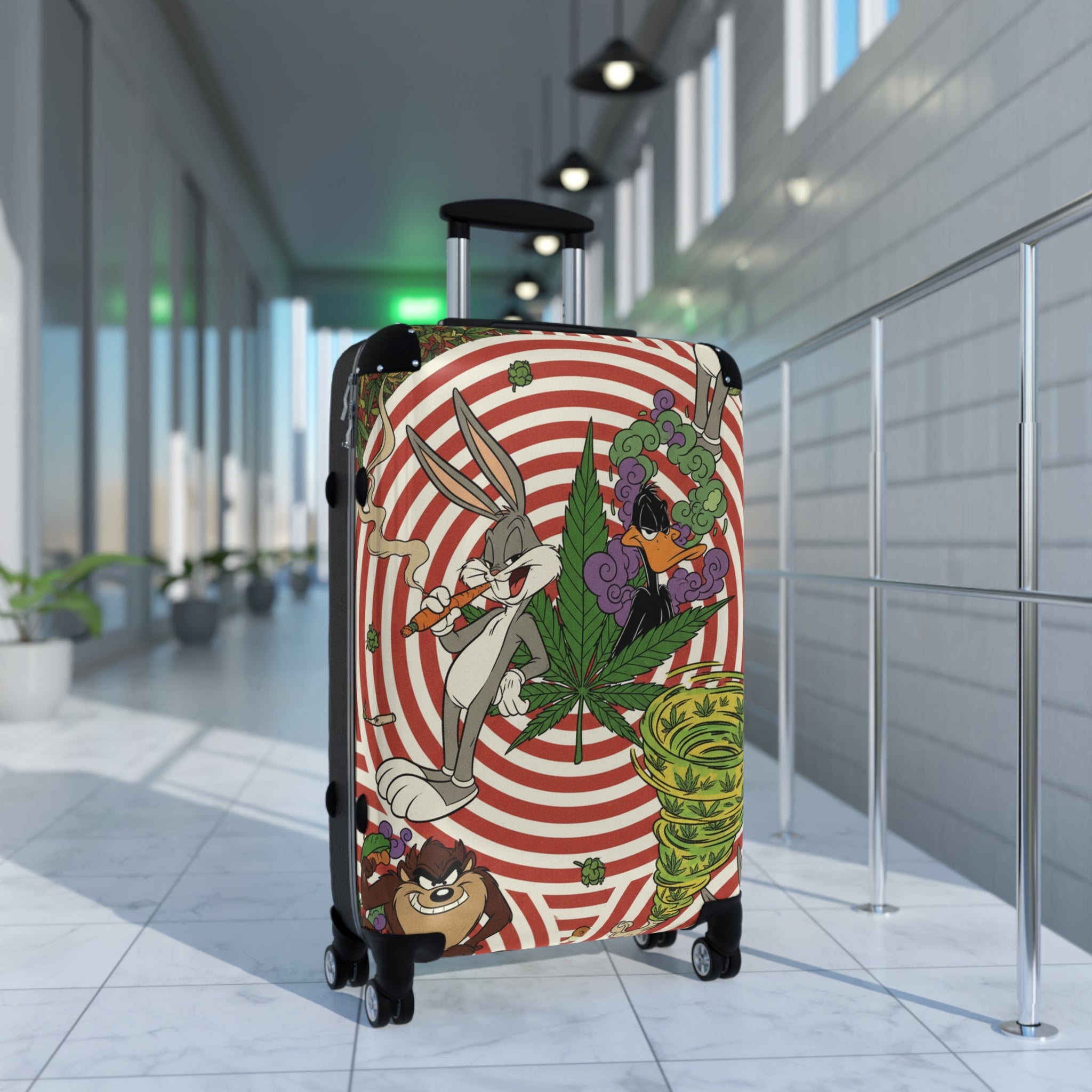 Cannabis Cartoon Suitcase – Retro Bugs Bunny & Daffy Luggage