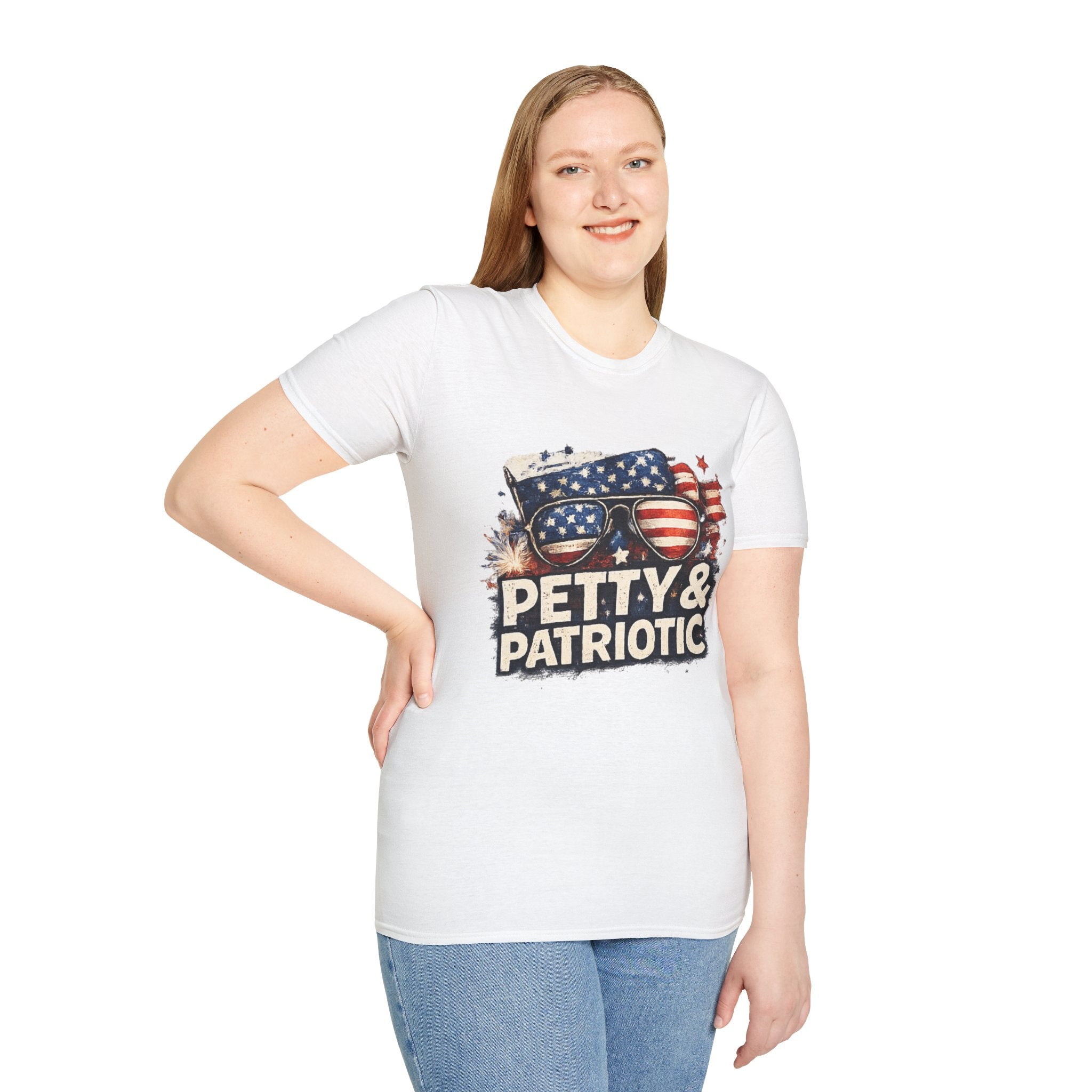 Petty & Patriotic T-Shirt — Funny American Flag Sunglasses Tee