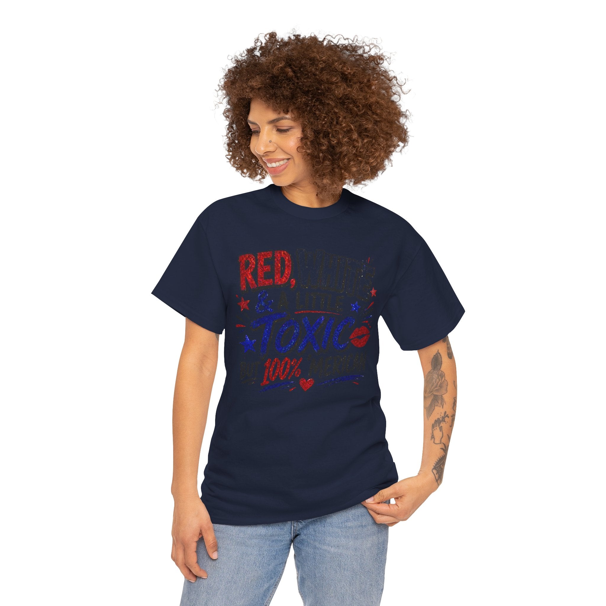 Patriotic 'Red, White & a Little Toxic but 100% Merican' Graphic Tee