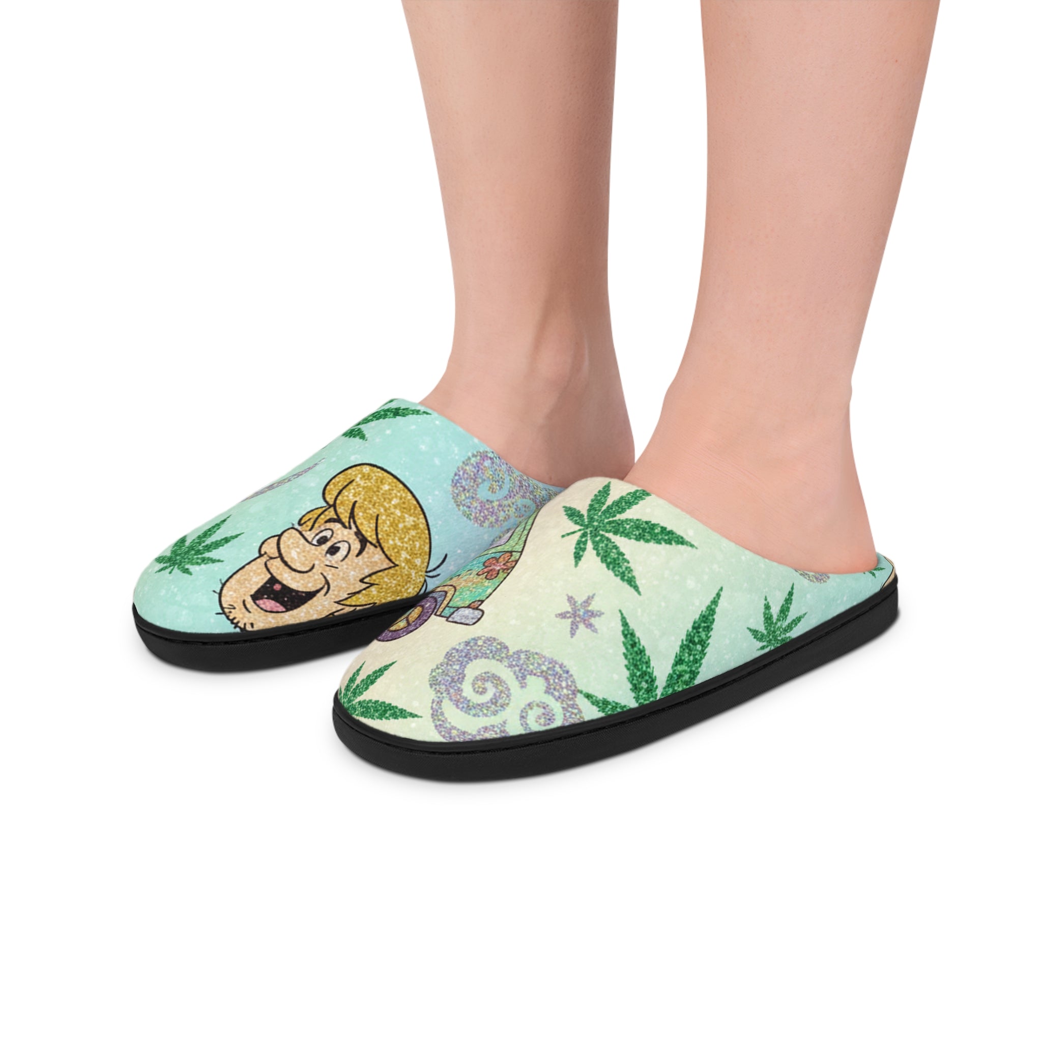 Women’s Indoor Slippers — Tropical Beach Cartoon Print