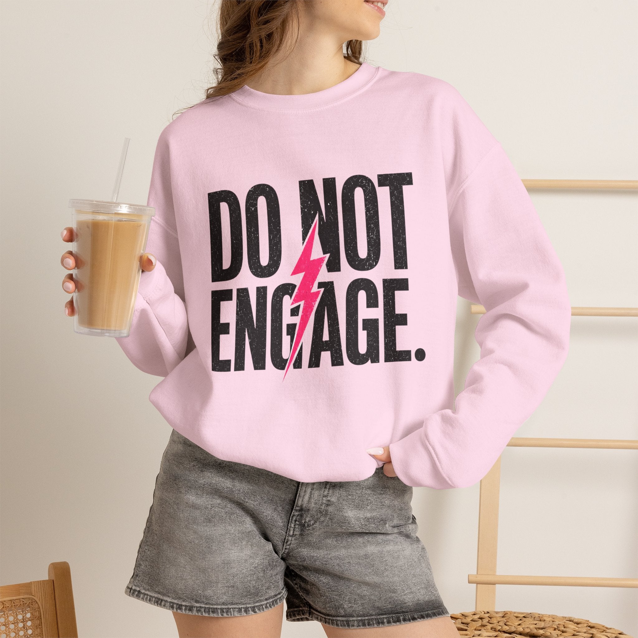 Do Not Engage Crewneck Sweatshirt – Bold Lightning Graphic Streetwear
