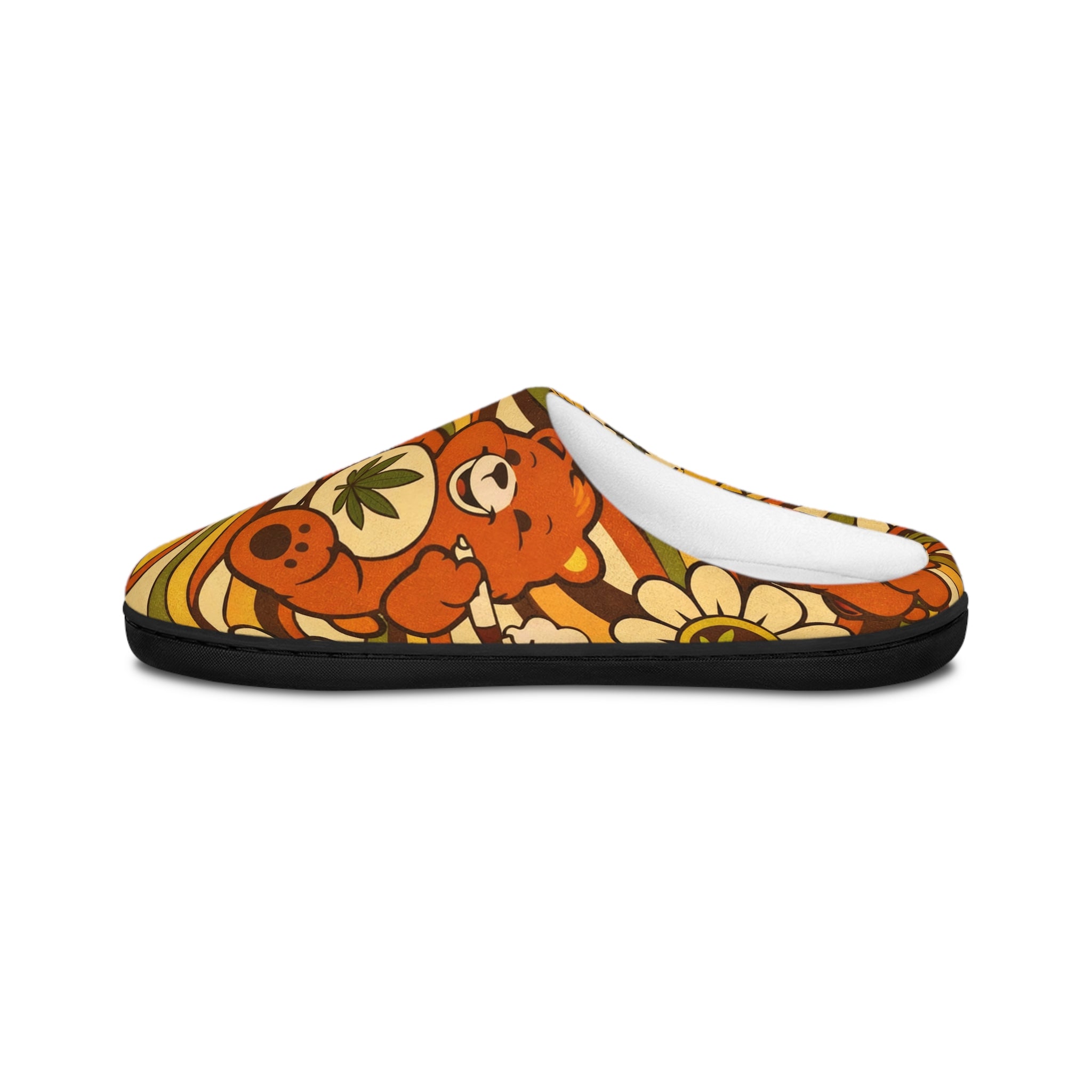 Retro Floral Peace Slippers — Women's Cozy Indoor House Shoes