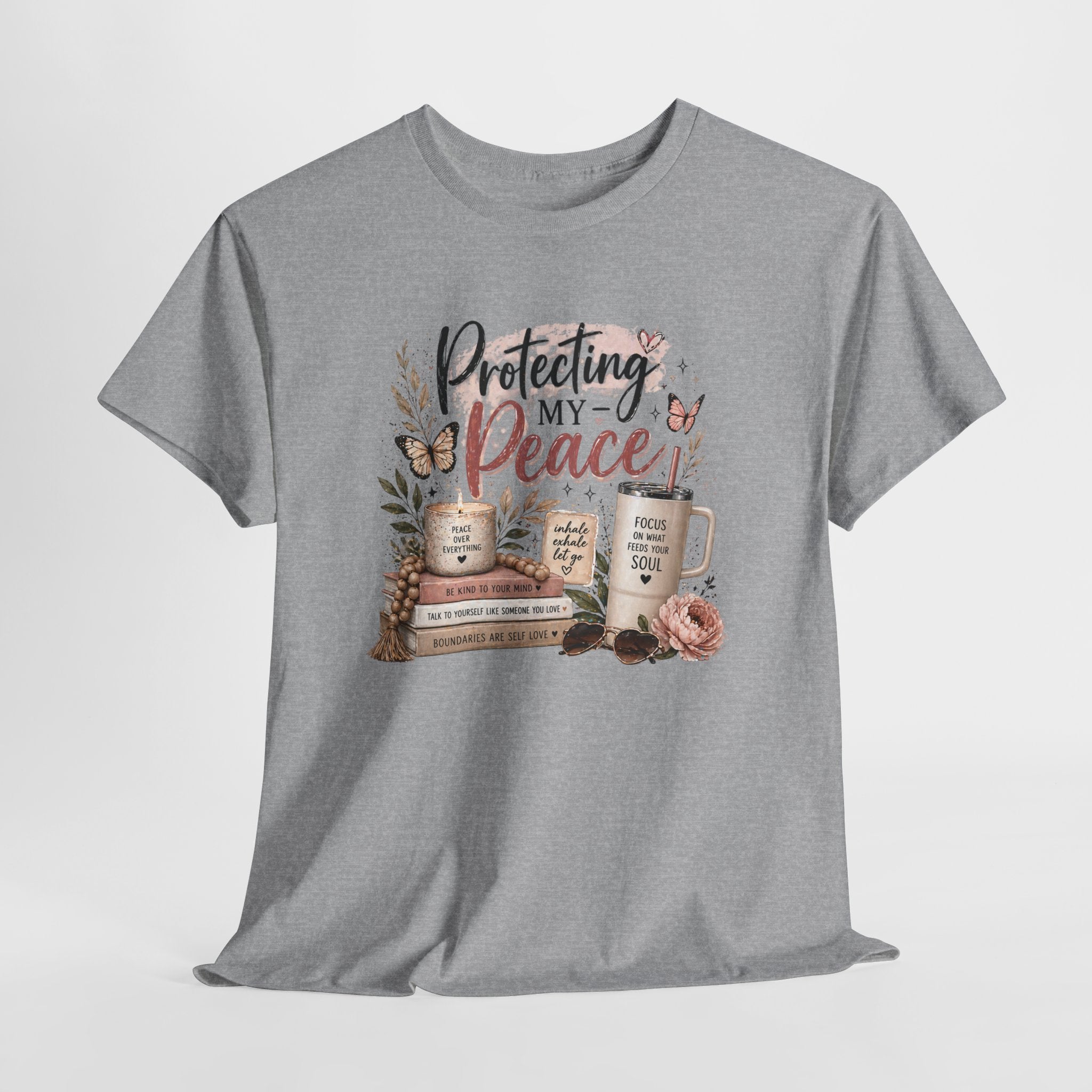 Protecting My Peace T-Shirt — Cozy Floral Coffee & Book Graphic Tee