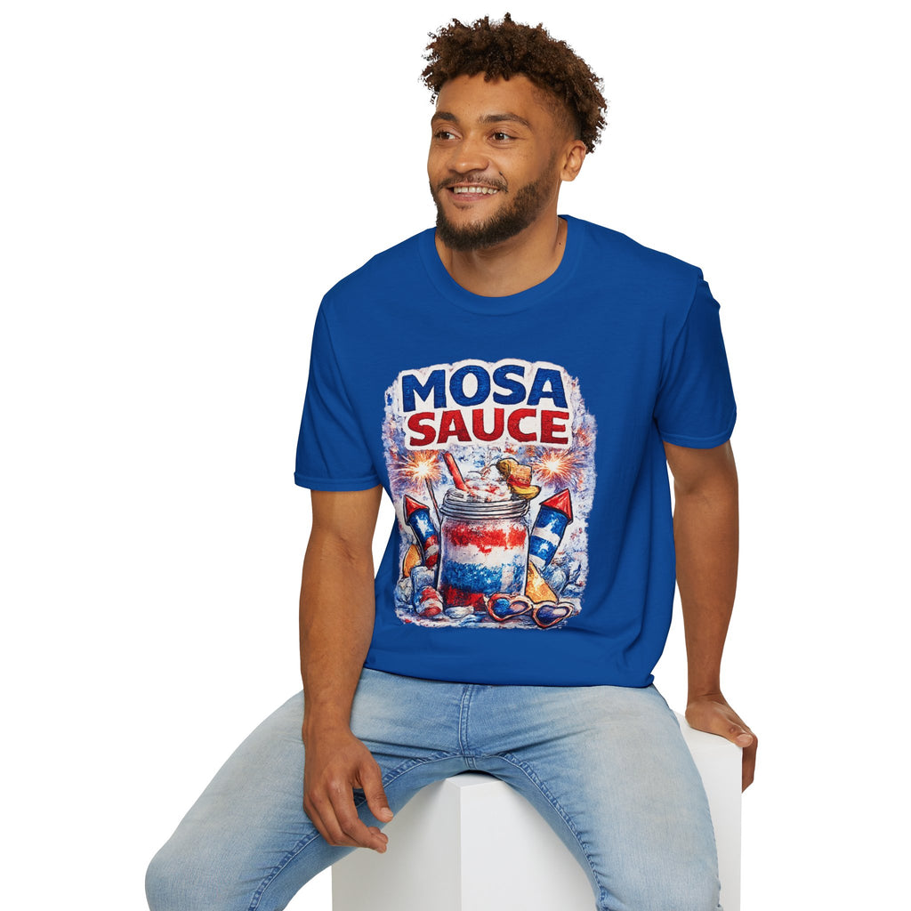 Mosa Sauce Patriotic Graphic Tee — Red White & Blue Summer BBQ Shirt