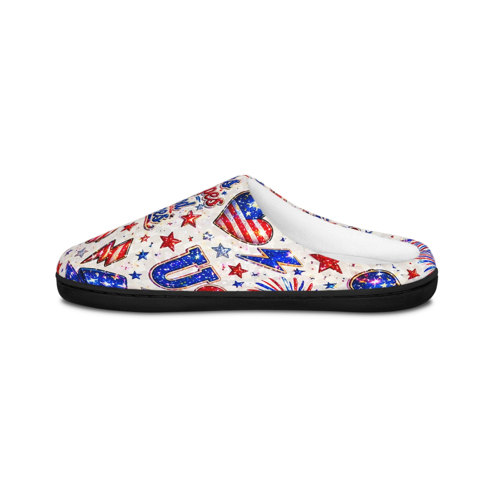 Patriotic 'Stars & Stripes' Women's Slippers — Red White Blue 4th of July Indoor Cozy House Shoes