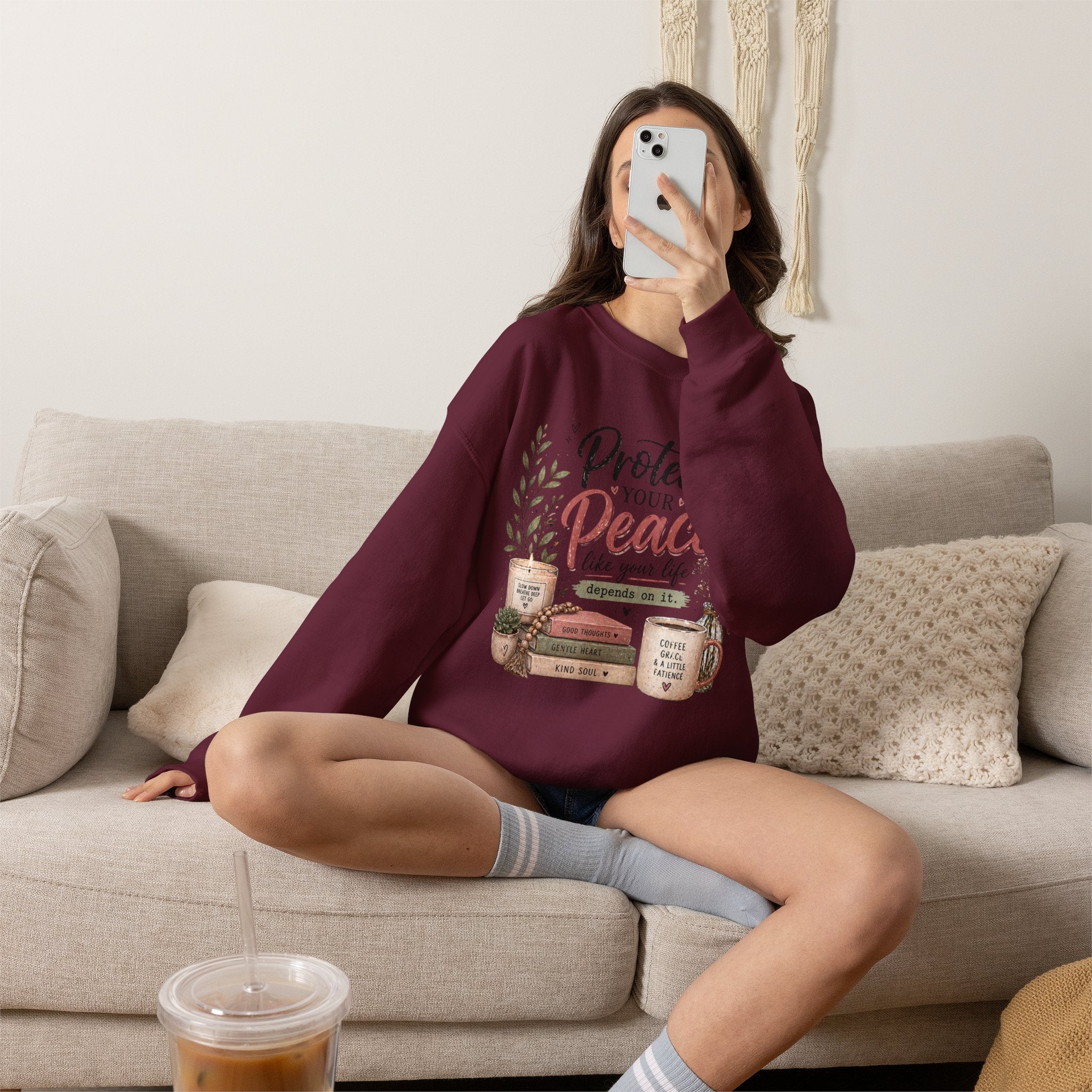 Protect Your Peace Crewneck Sweatshirt – Cozy Inspirational Quote Design