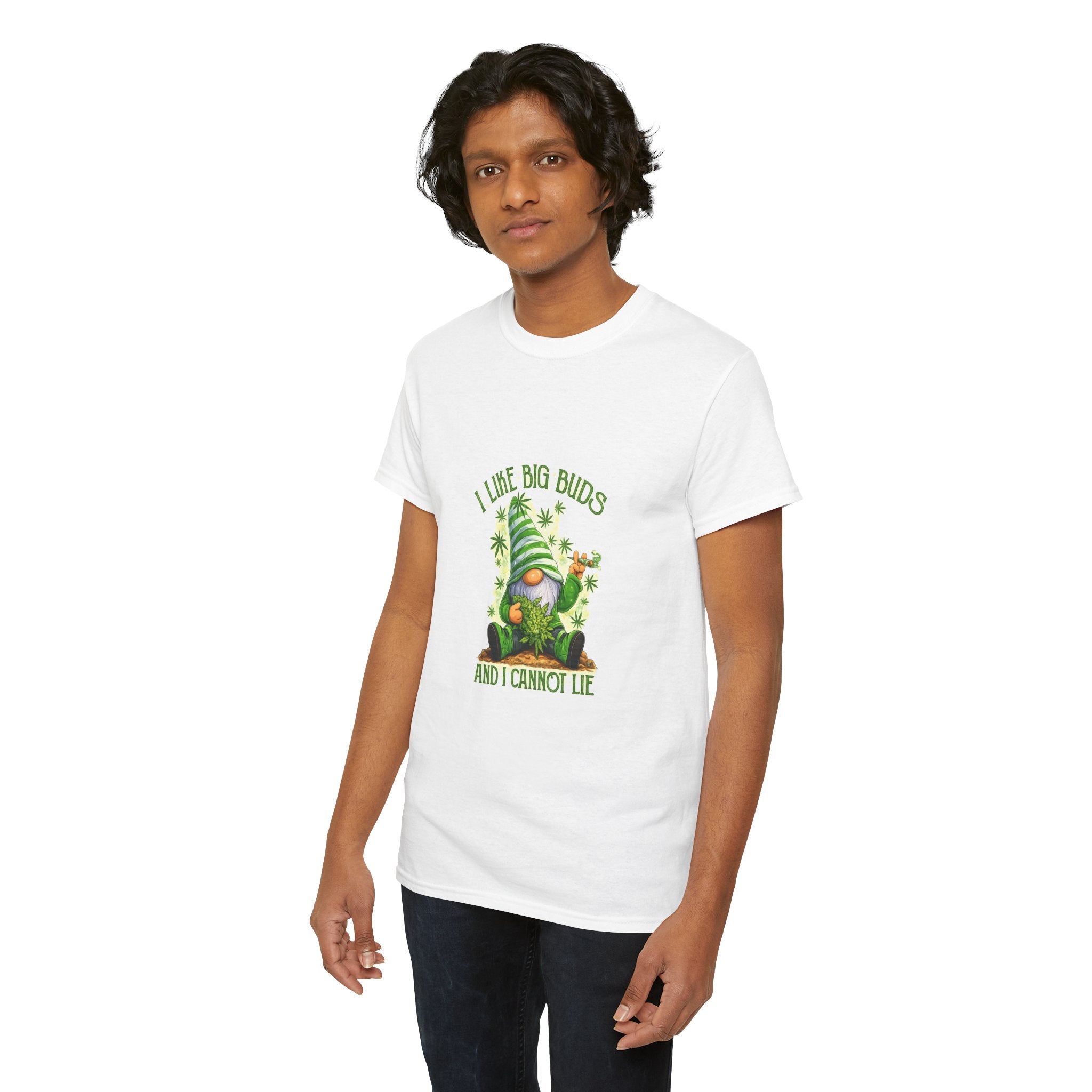 Gnome Cannabis Tee — "I Like Big Buds and I Cannot Lie" Graphic T-Shirt