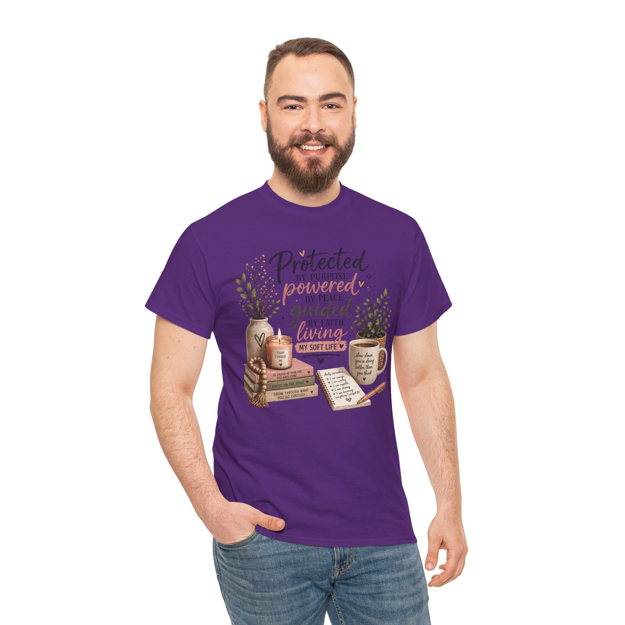 Christian Faith T-Shirt — “Protected, Powered, Guided” Inspirational Tee