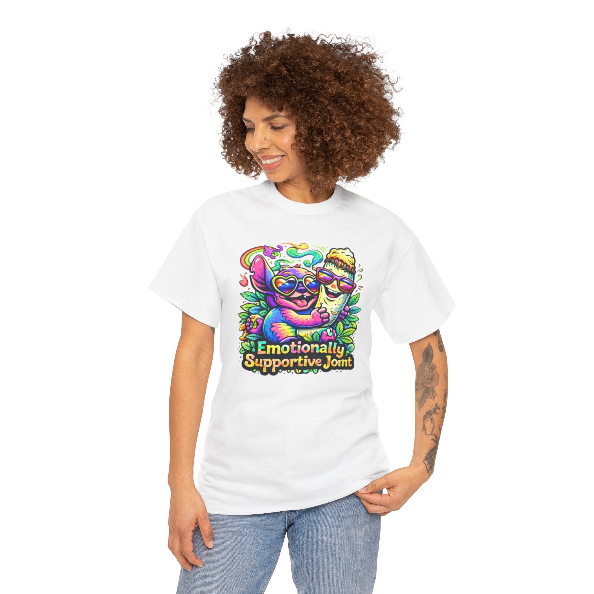 T-Shirt — "Emotionally Supportive Joint" Colorful Sloth & Ice Cream Graphic Tee