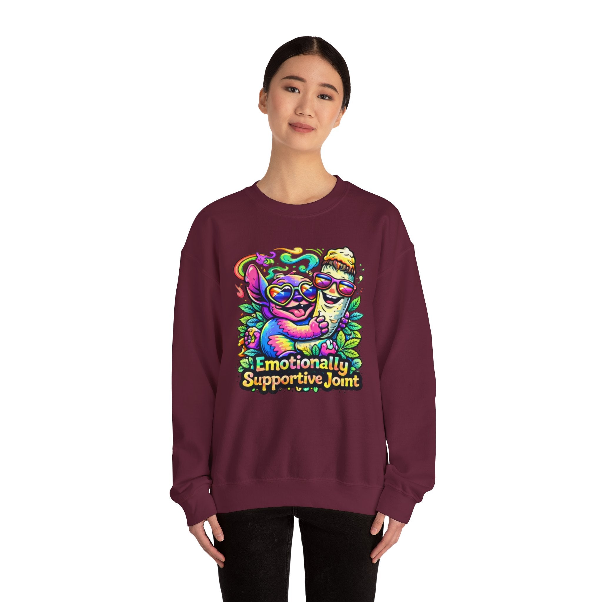 Emotionally Supportive Joint Sweatshirt — Cute Sloth & Joint Hug Graphic