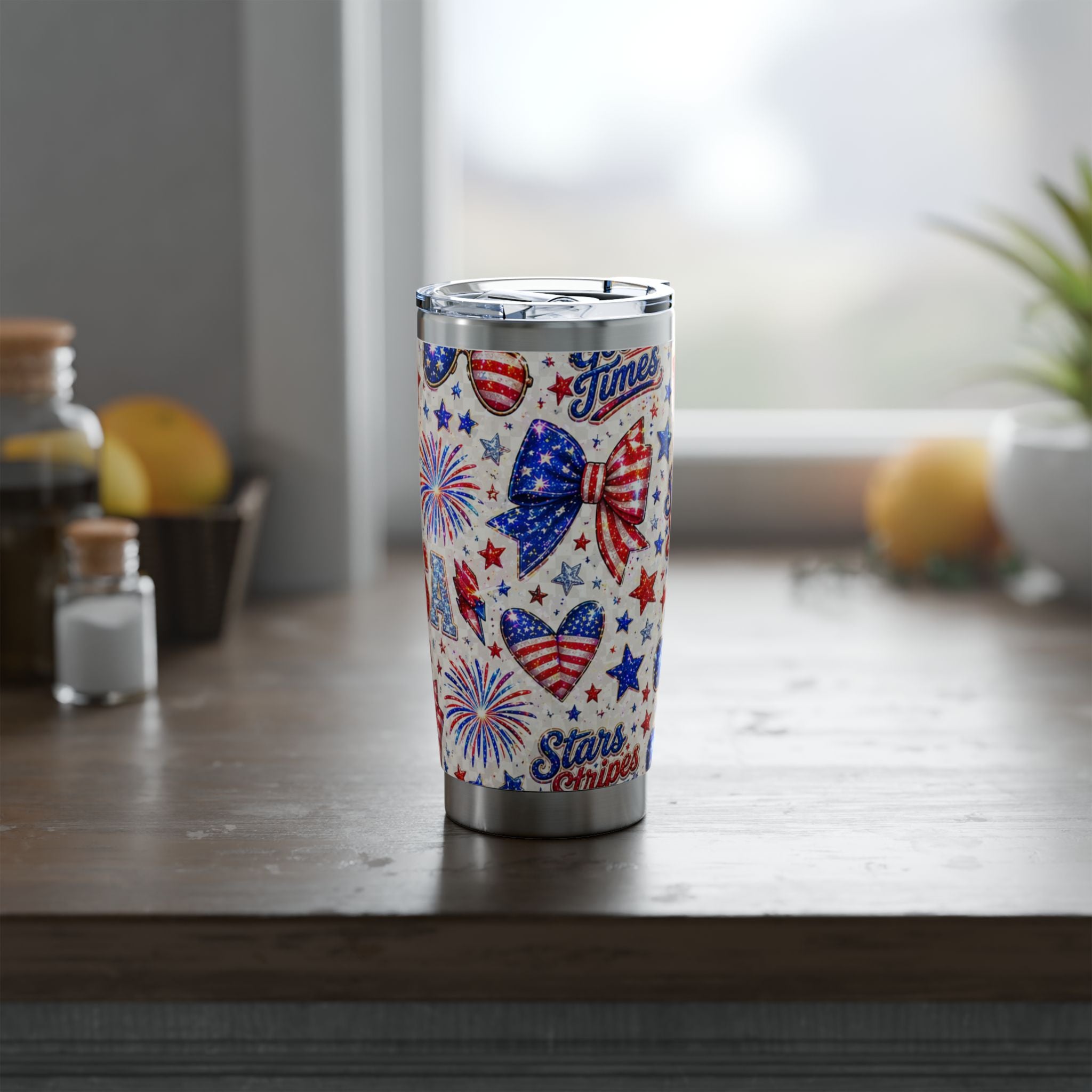 Stars & Stripes 20oz Tumbler — USA Fireworks Patriotic Travel Mug