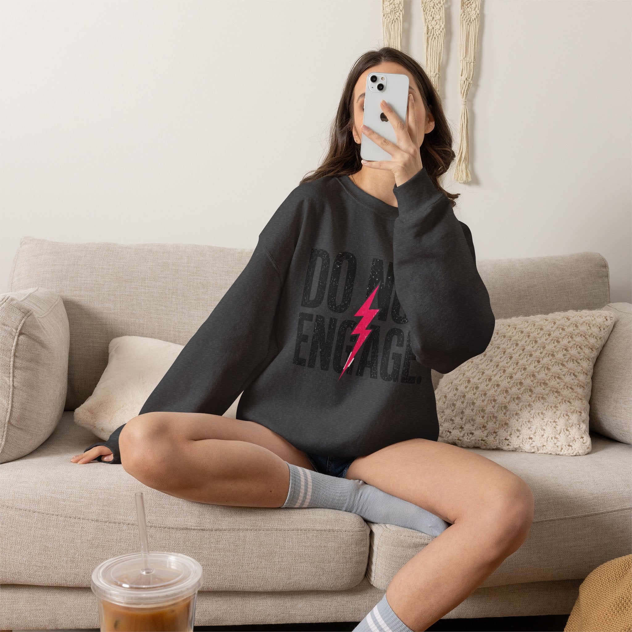 Do Not Engage Crewneck Sweatshirt – Bold Lightning Graphic Streetwear