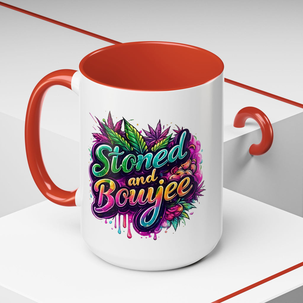 Accent Coffee Mug — "Stoned and Boujee" Colorful Cannabis Art