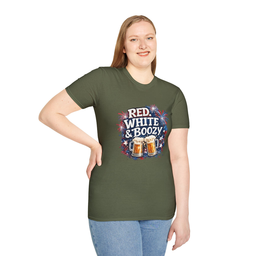 Red, White & Boozy Beer T-Shirt — Patriotic 4th of July Party Tee