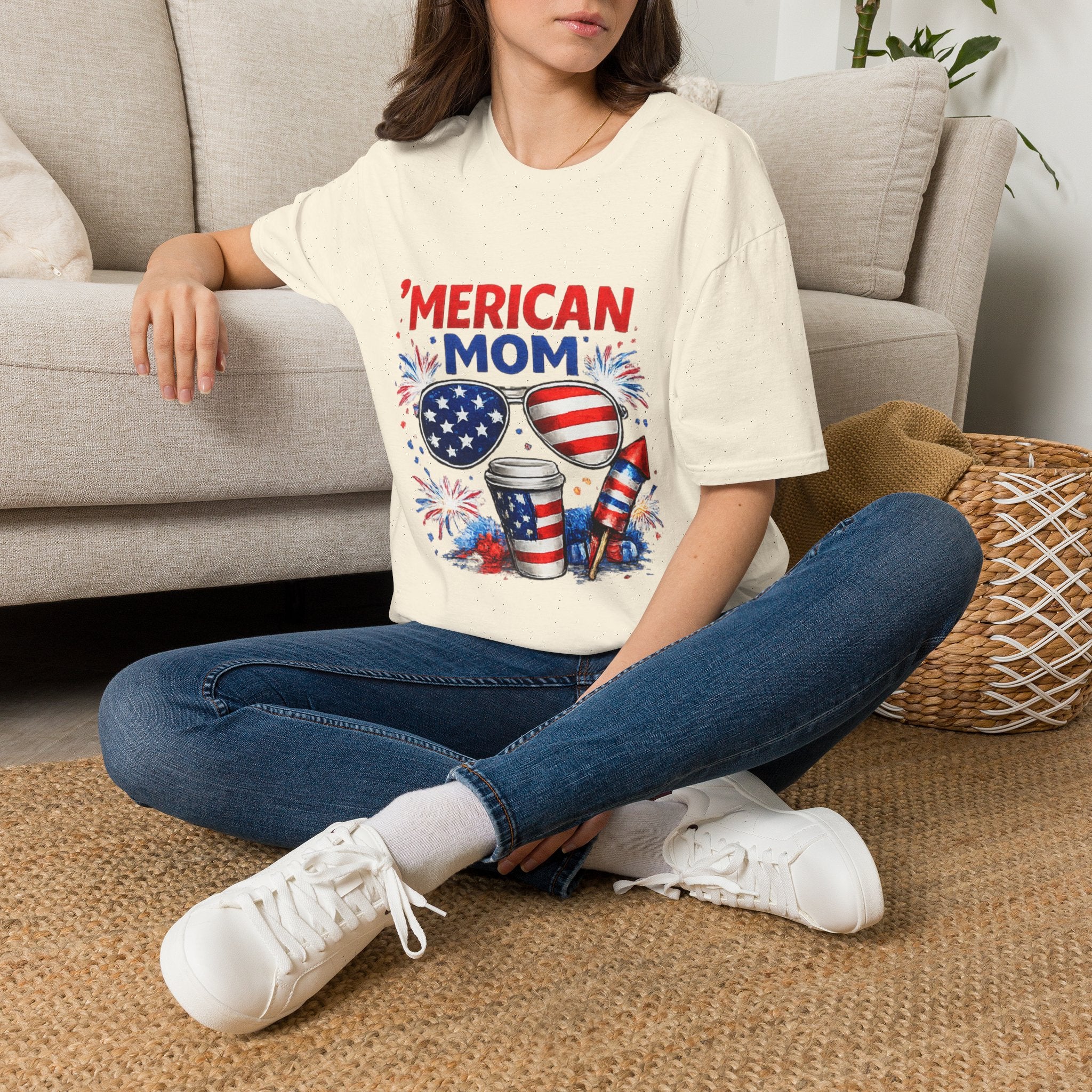 'Merican Mom T-Shirt — Patriotic 4th of July Graphic Tee for Moms