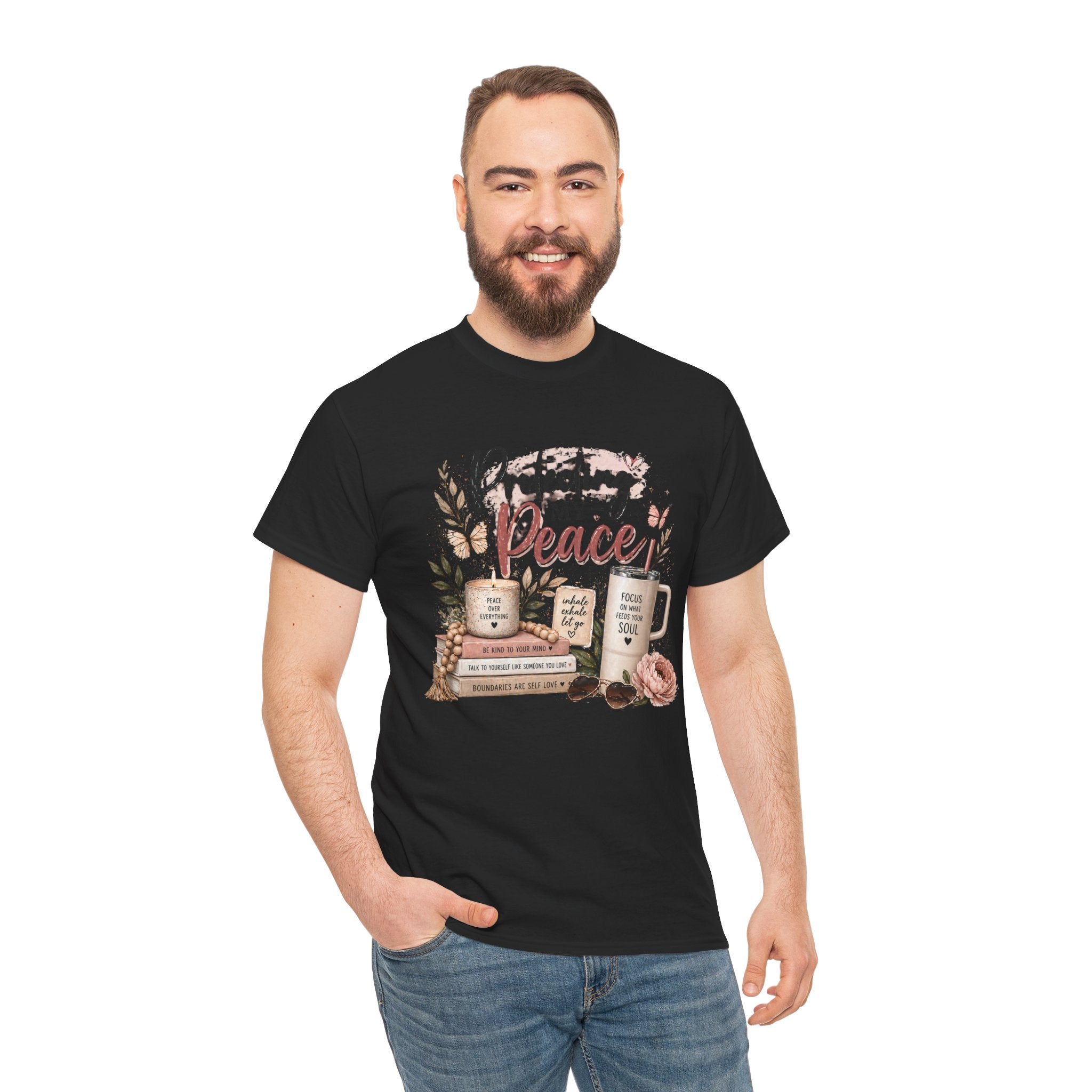 Protecting My Peace T-Shirt — Cozy Floral Coffee & Book Graphic Tee