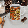 Retro Weed Bear Mug — 11oz & 15oz Ceramic Coffee Cup with Peace Sign & Cannabis Design