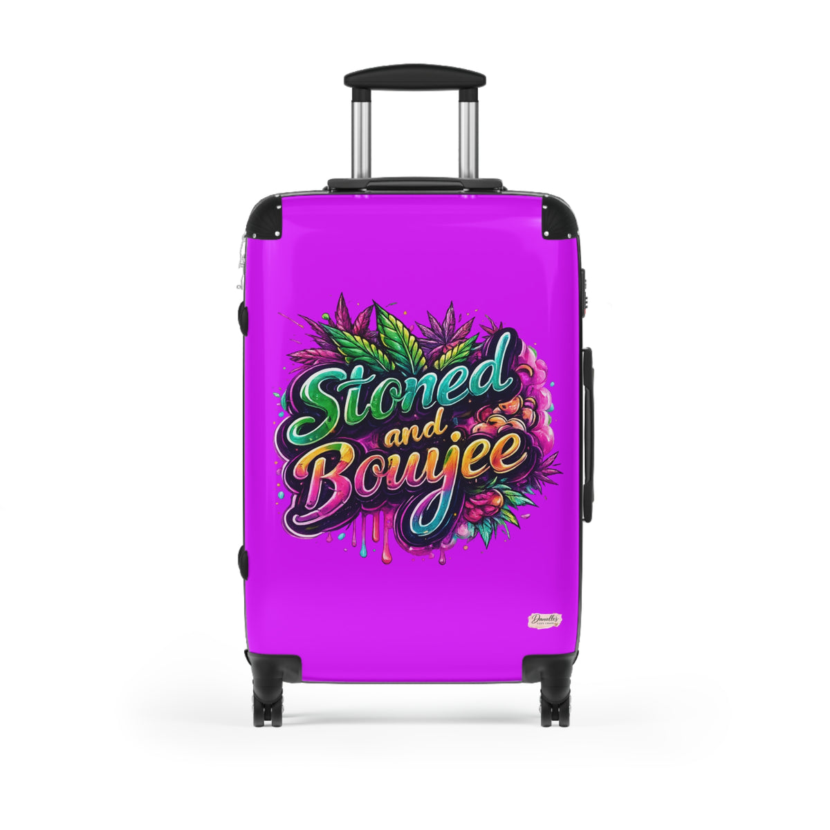 Stoned and Boujee Carry-On Suitcase – Colorful Cannabis Travel Luggage
