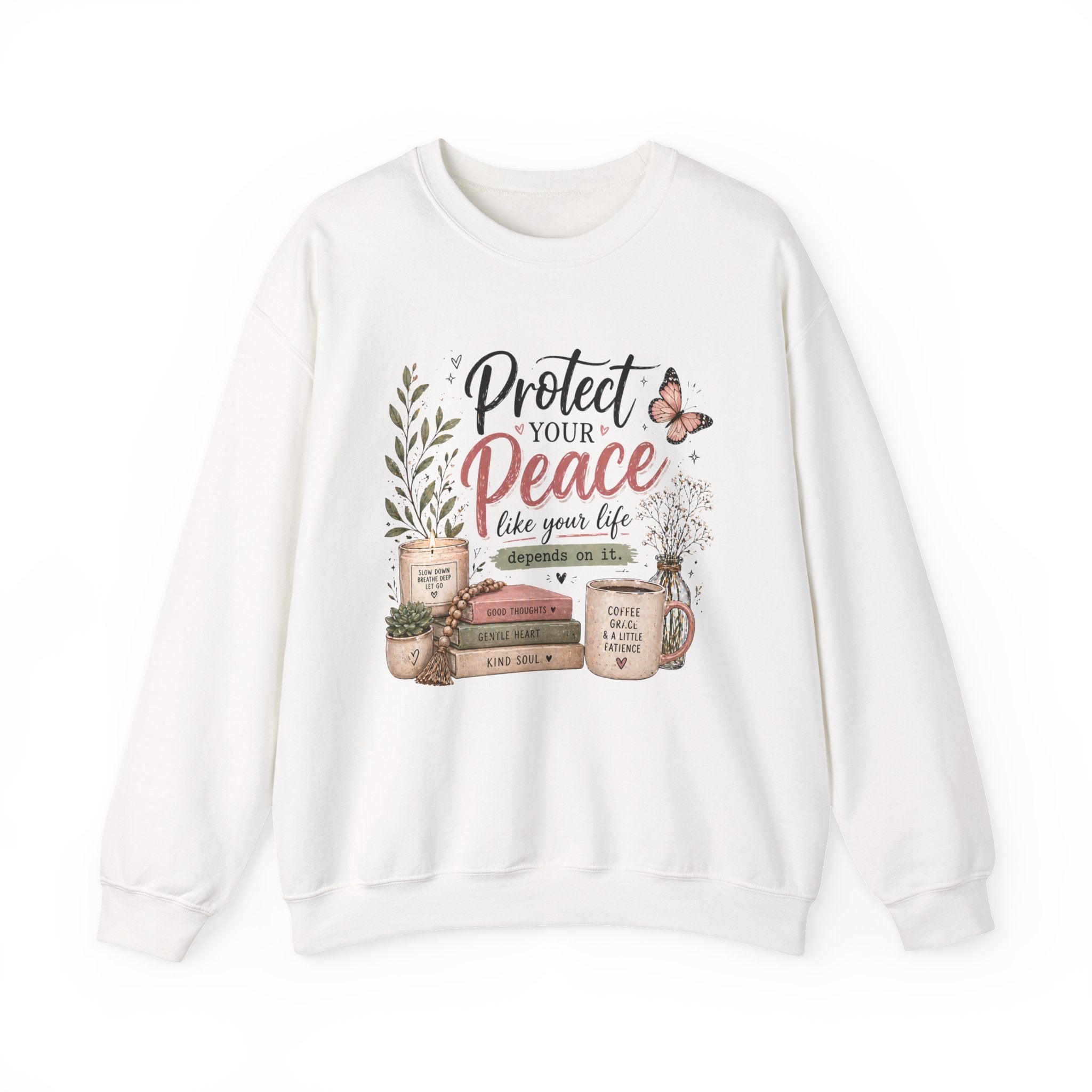 Protect Your Peace Crewneck Sweatshirt – Cozy Inspirational Quote Design