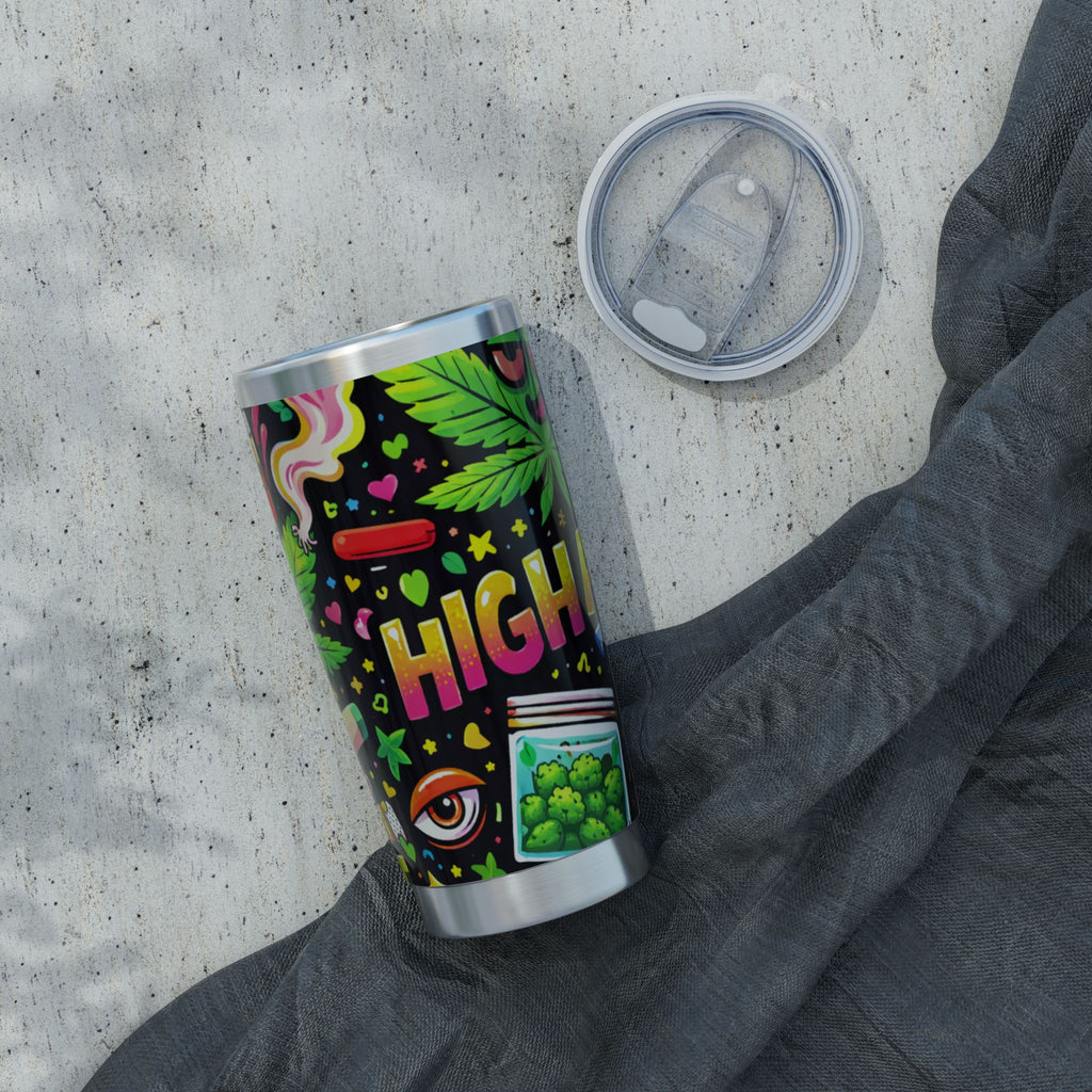High Vibes 20oz Tumbler — Colorful Cannabis Leaf & Stoner Art Travel Mug