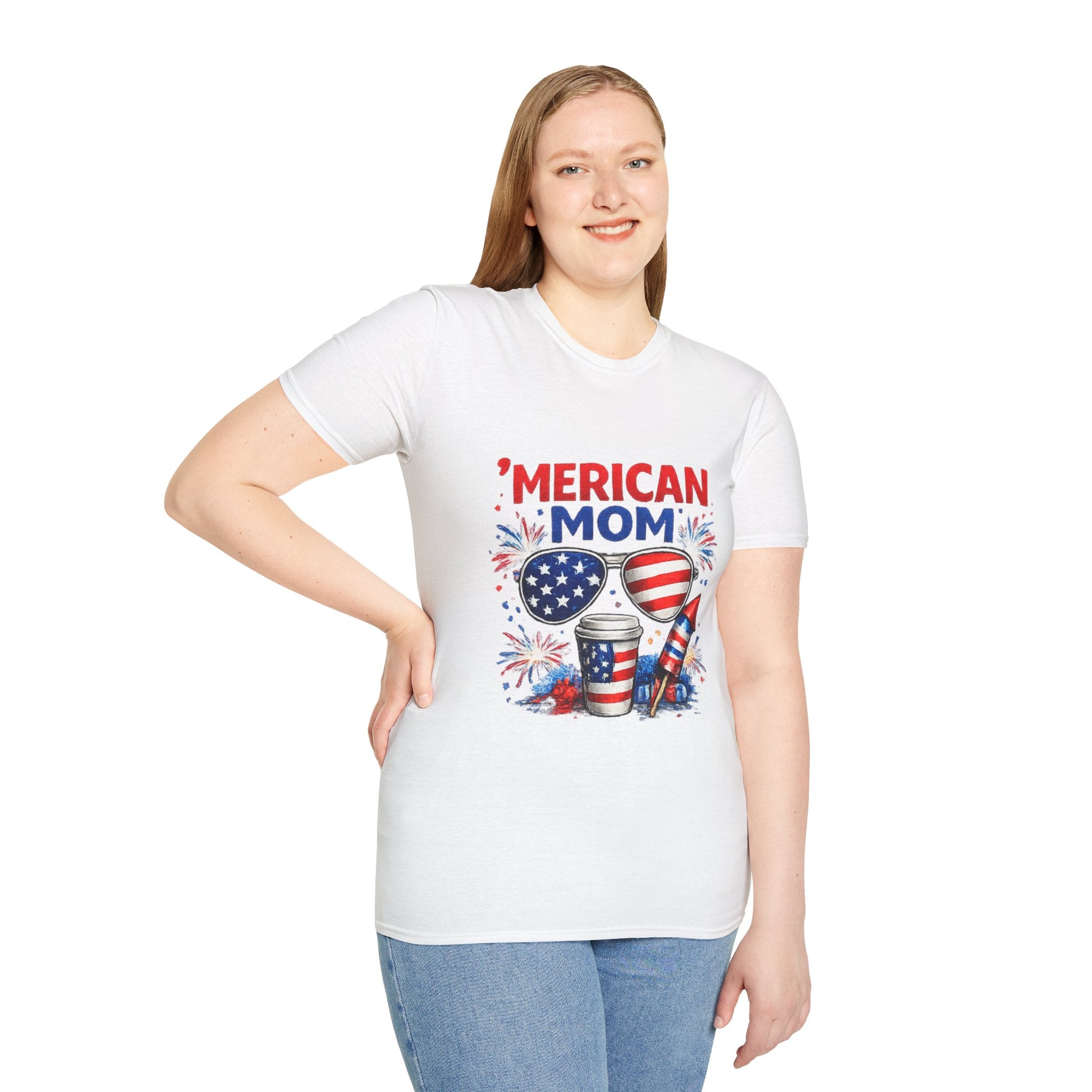 'Merican Mom T-Shirt — Patriotic 4th of July Graphic Tee for Moms