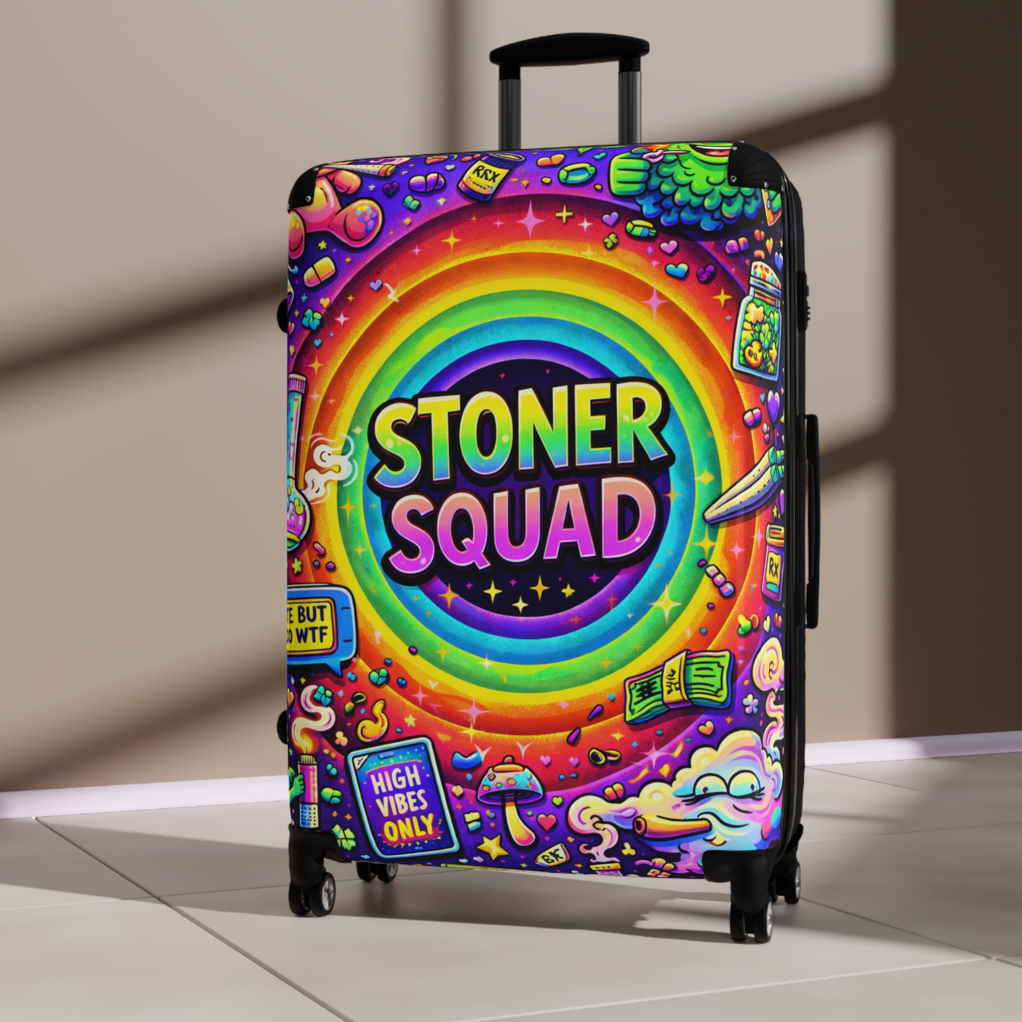 Stoner Squad Carry-On Suitcase – Colorful Psychedelic Travel Luggage