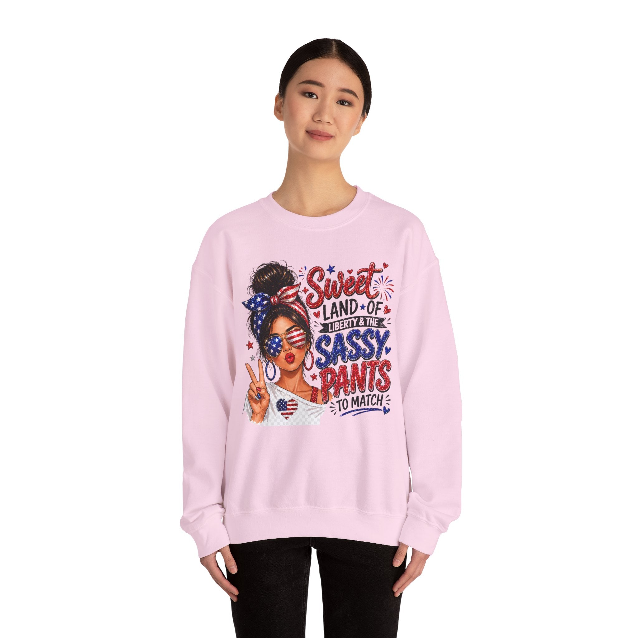 Patriotic 'Sweet Land of Liberty, Sassy Pants to Match' Crewneck Sweatshirt