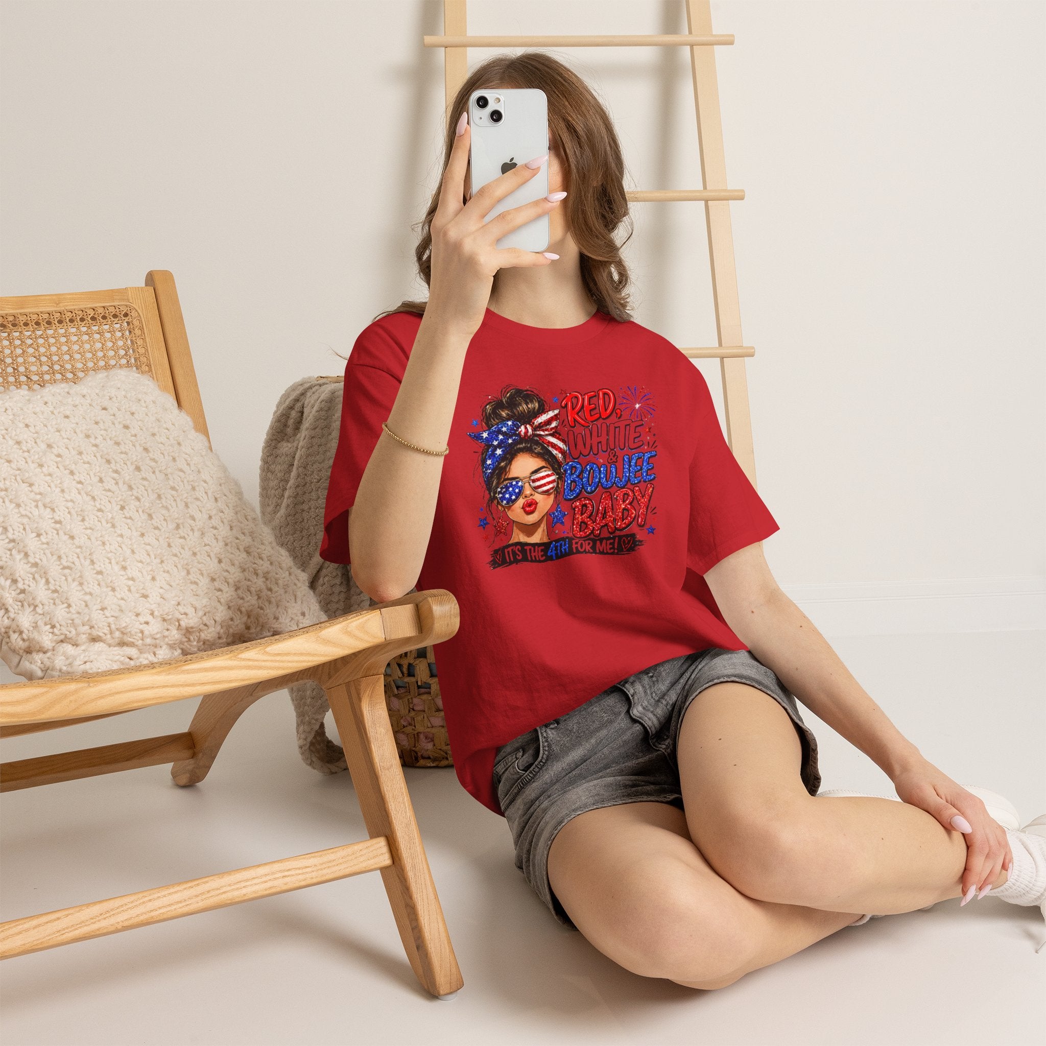 Patriotic 'Red White Boujee Baby' Tee – 4th of July Women's Graphic Shirt
