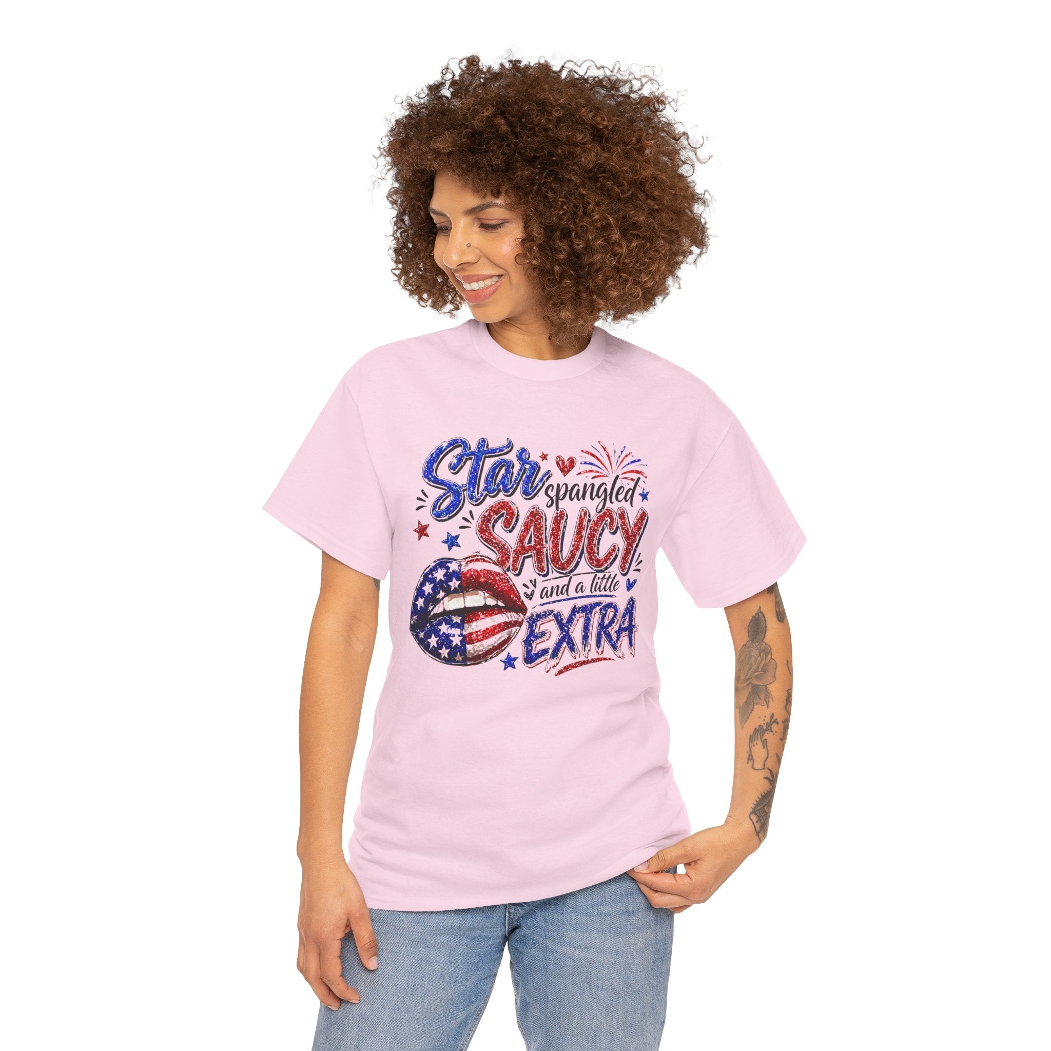 Patriotic “Star-Spangled Saucy & a Little Extra” Tee