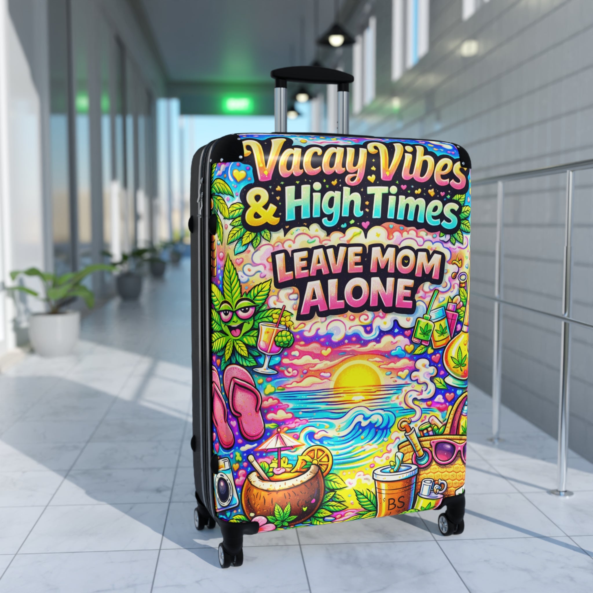 Leave Mom Alone Carry-On Suitcase – Colorful Beach Vibes Travel Luggage