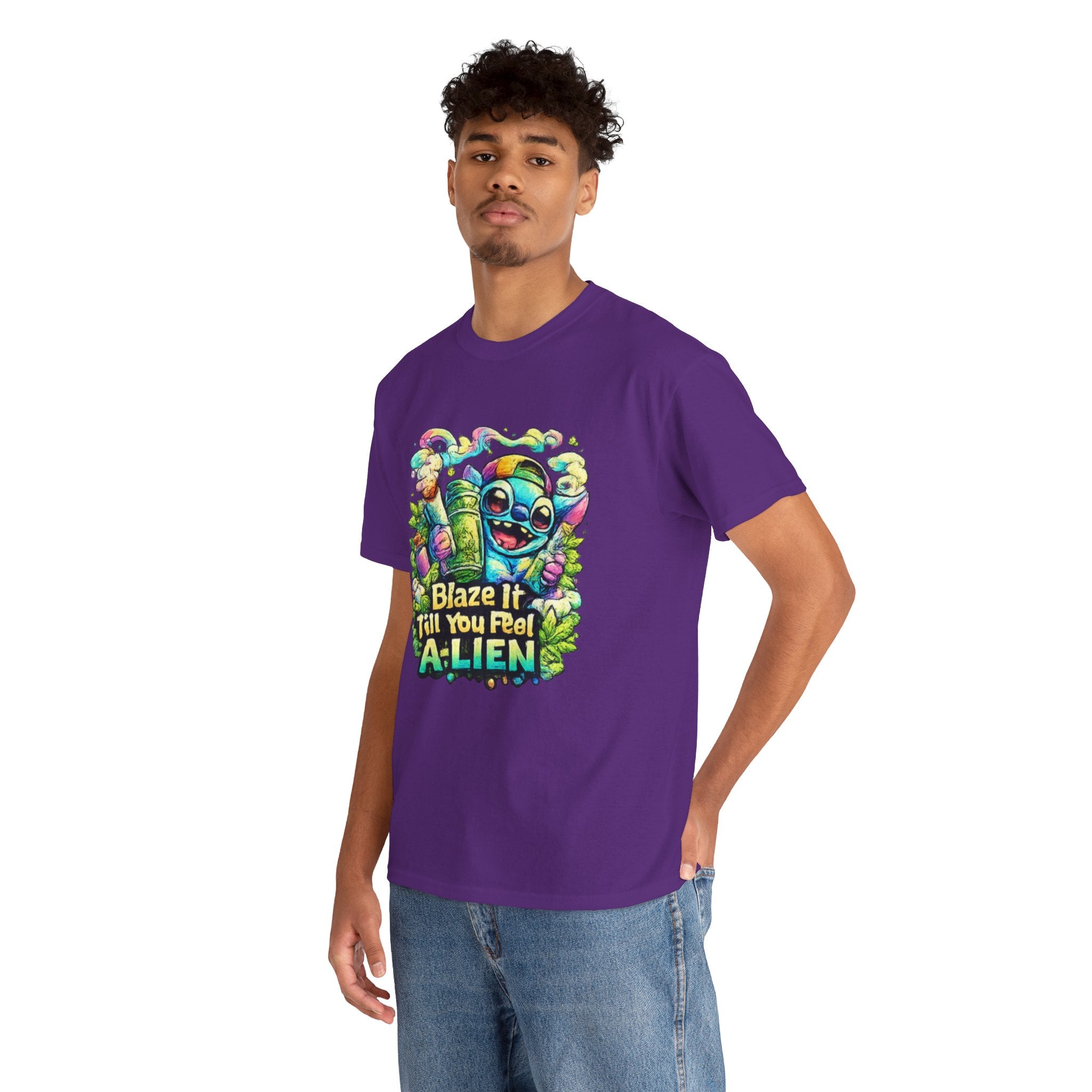 Alien Mushroom Graphic Tee - "Blaze It Till You’re A-LIEN" Psychedelic Cartoon Shirt
