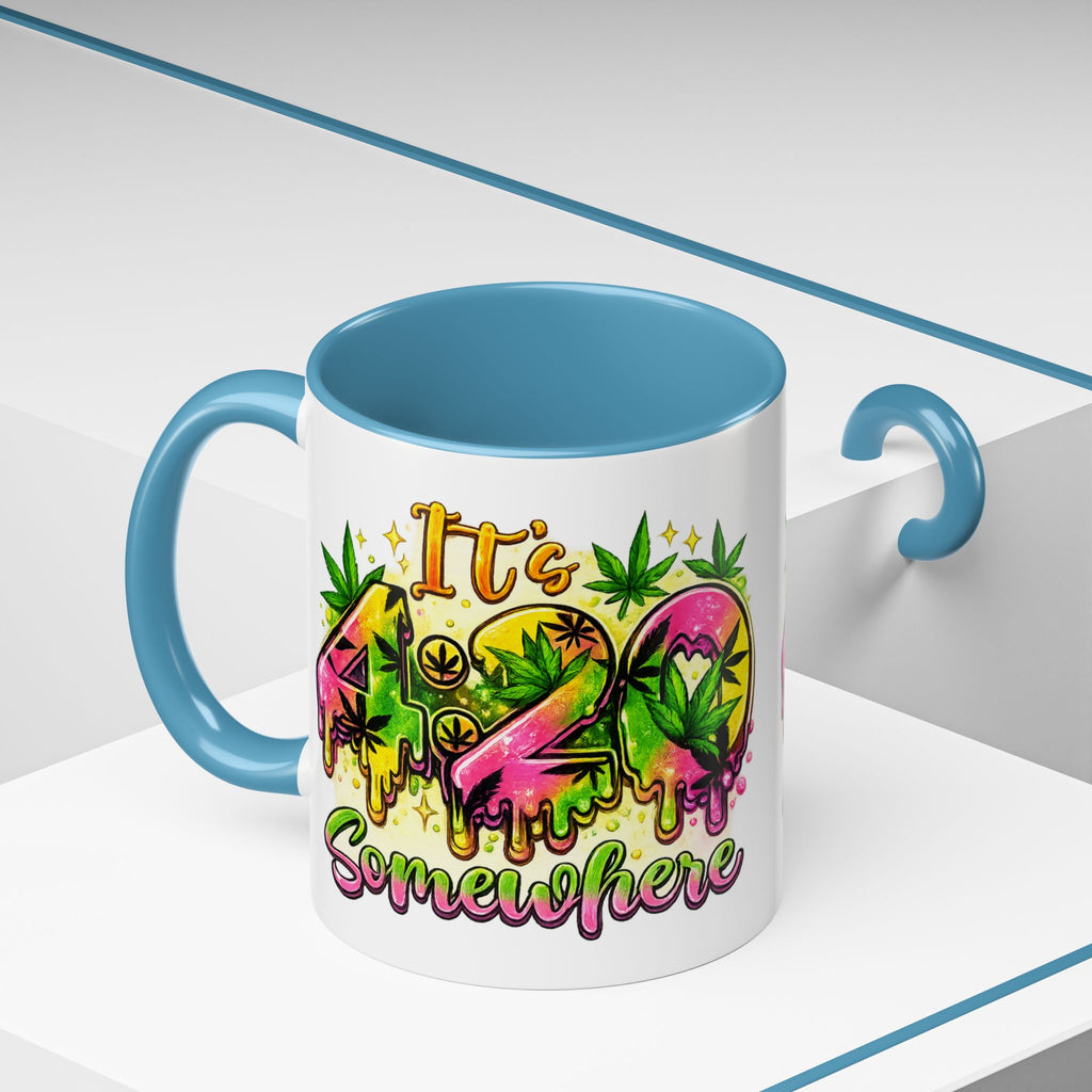 420 Coffee Mug — "It's 420 Somewhere" Accent Tea Cup, Weed-Themed Stoner Gift