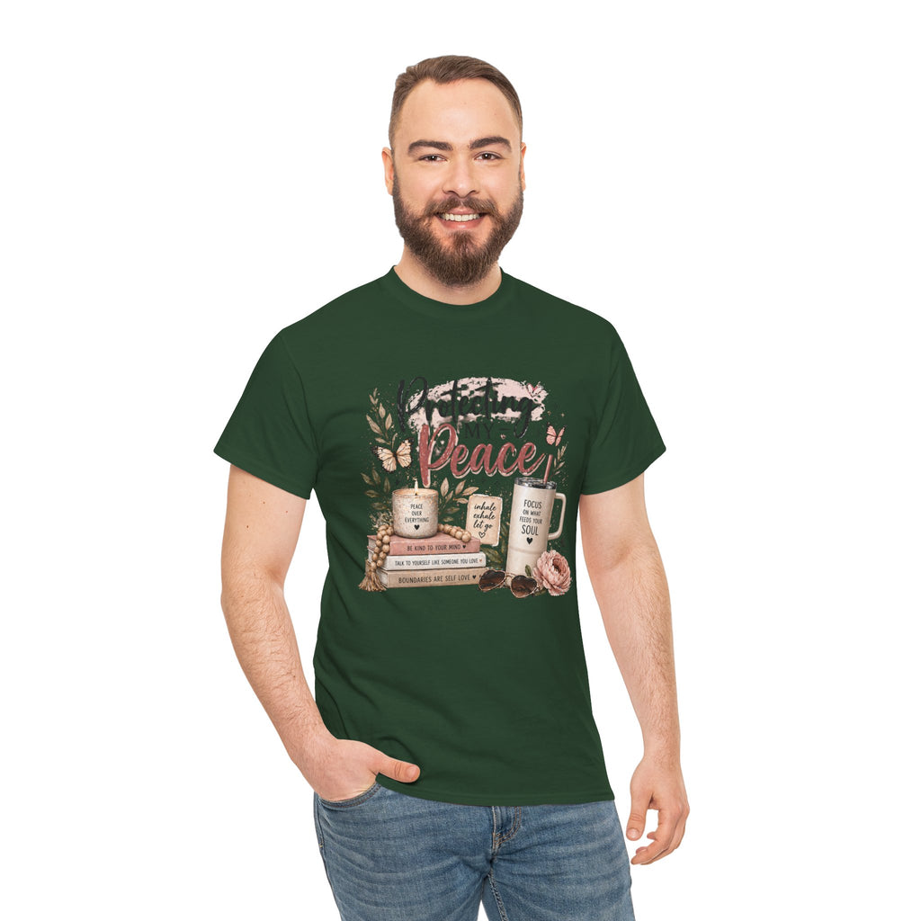 Protecting My Peace T-Shirt — Cozy Floral Coffee & Book Graphic Tee