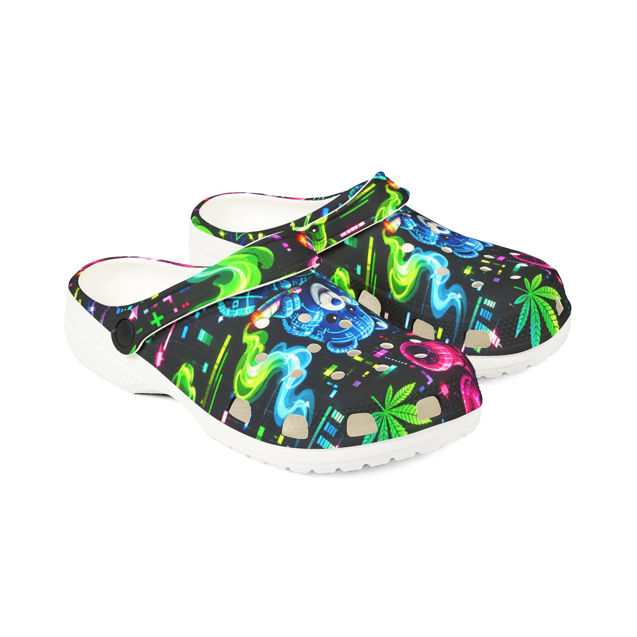Neon Floral Bear Clogs – Colorful EVA Foam Garden Shoes